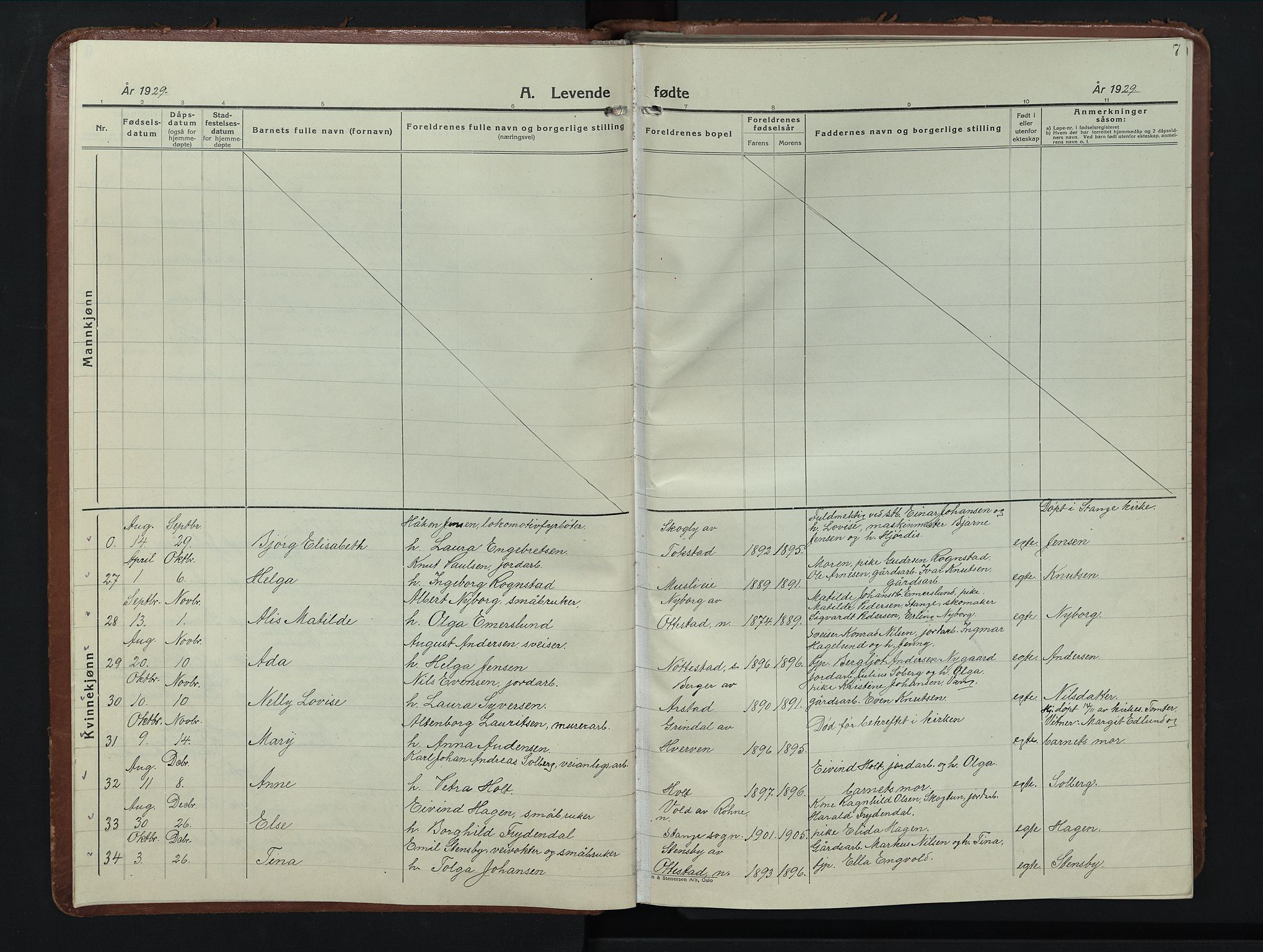 Stange prestekontor, AV/SAH-PREST-002/L/L0019: Parish register (copy) no. 19, 1929-1947, p. 7