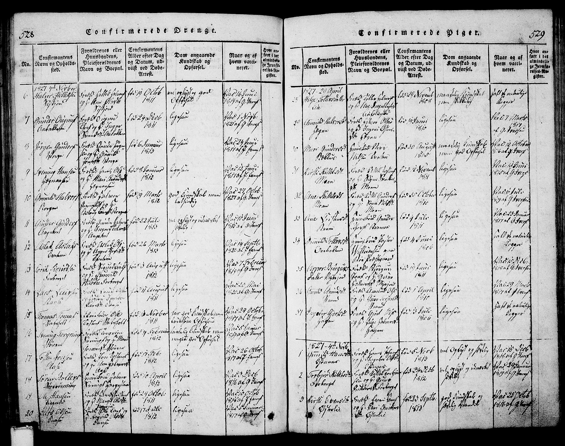 Bø kirkebøker, AV/SAKO-A-257/G/Ga/L0001: Parish register (copy) no. 1, 1815-1831, p. 528-529