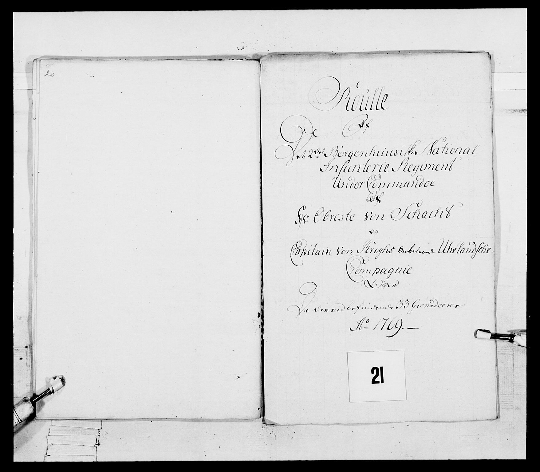 Generalitets- og kommissariatskollegiet, Det kongelige norske kommissariatskollegium, RA/EA-5420/E/Eh/L0092: 2. Bergenhusiske nasjonale infanteriregiment, 1769-1771, p. 266