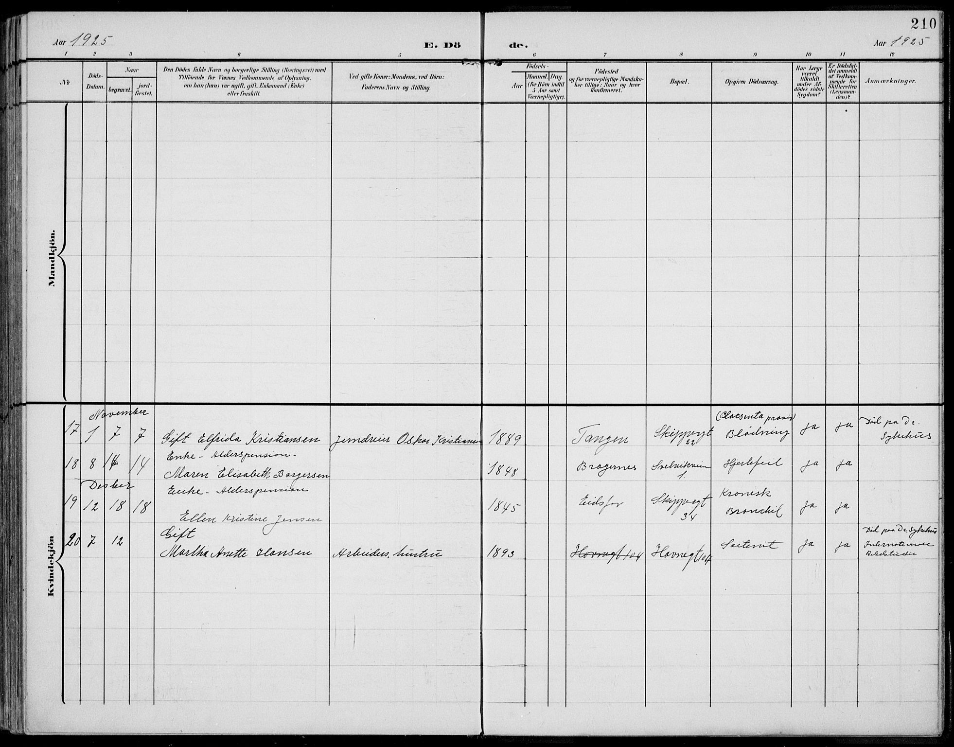 Strømsø kirkebøker, AV/SAKO-A-246/F/Fb/L0008: Parish register (official) no. II 8, 1902-1933, p. 210