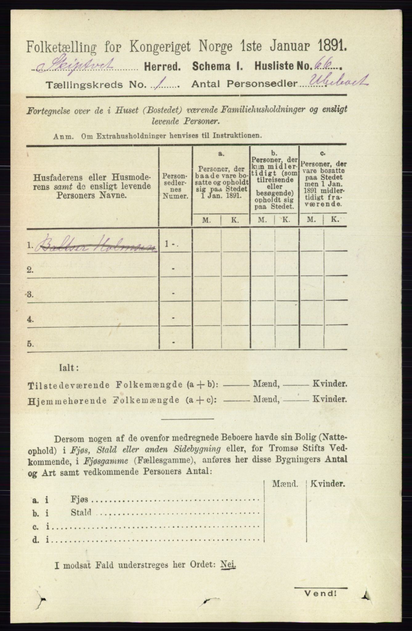 RA, 1891 census for 0127 Skiptvet, 1891, p. 85