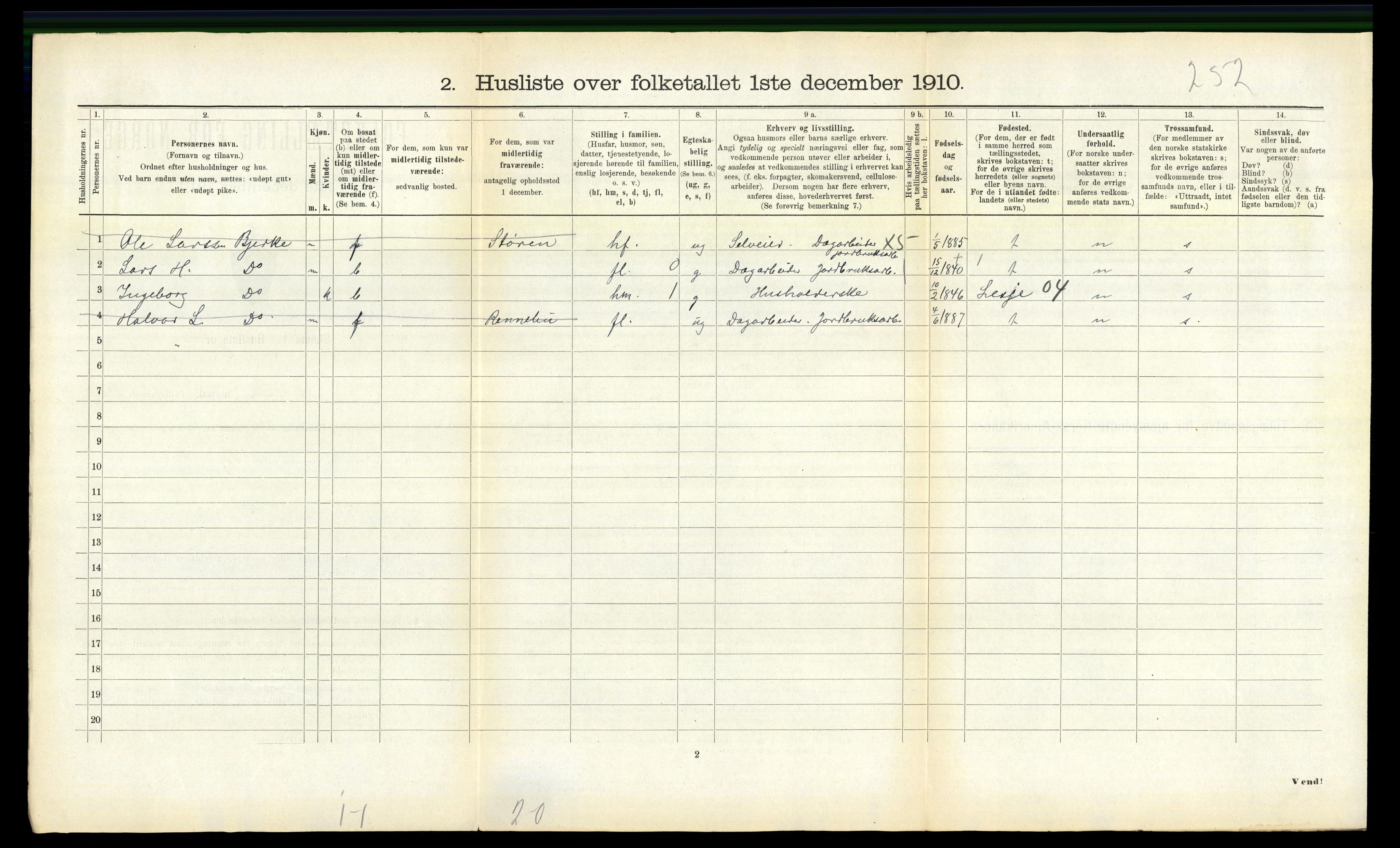 RA, 1910 census for Oppdal, 1910, p. 1362