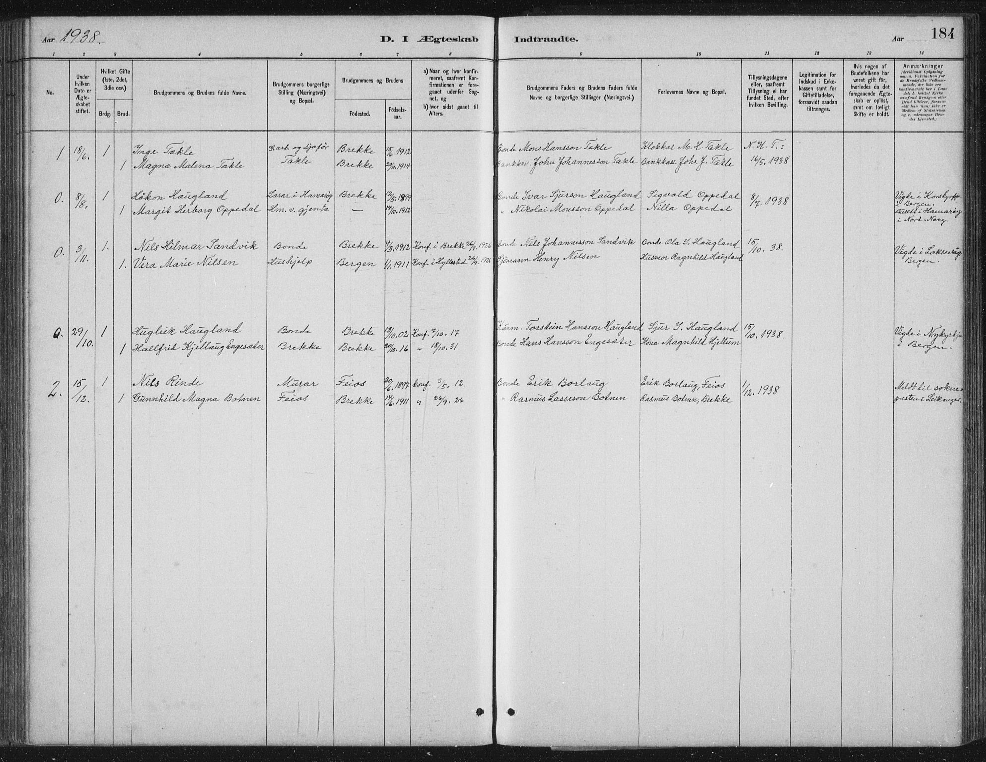 Gulen sokneprestembete, SAB/A-80201/H/Hab/Habc/L0002: Parish register (copy) no. C 2, 1880-1938, p. 184