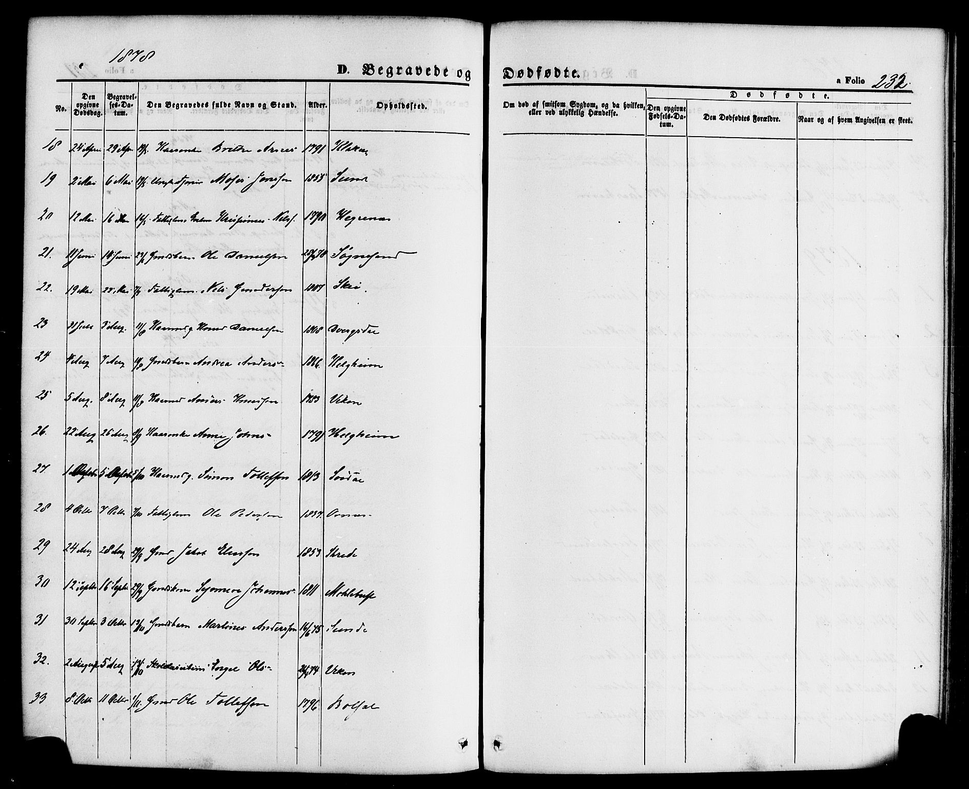 Jølster sokneprestembete, AV/SAB-A-80701/H/Haa/Haaa/L0011: Parish register (official) no. A 11, 1866-1881, p. 232