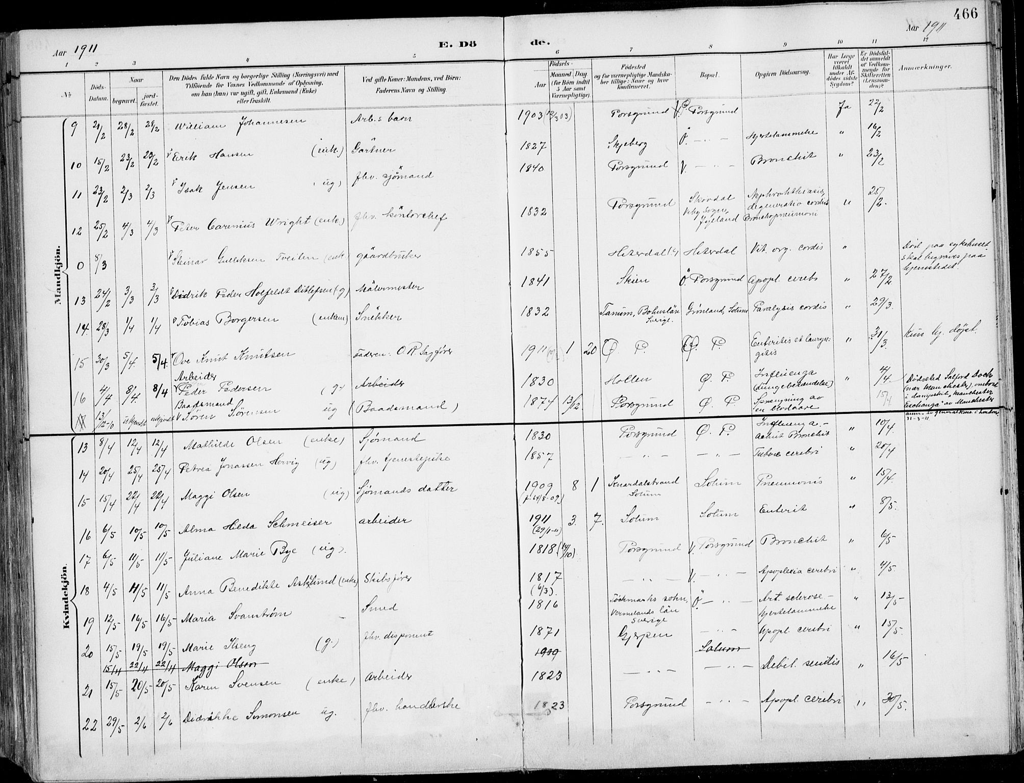 Porsgrunn kirkebøker , AV/SAKO-A-104/F/Fa/L0011: Parish register (official) no. 11, 1895-1919, p. 466