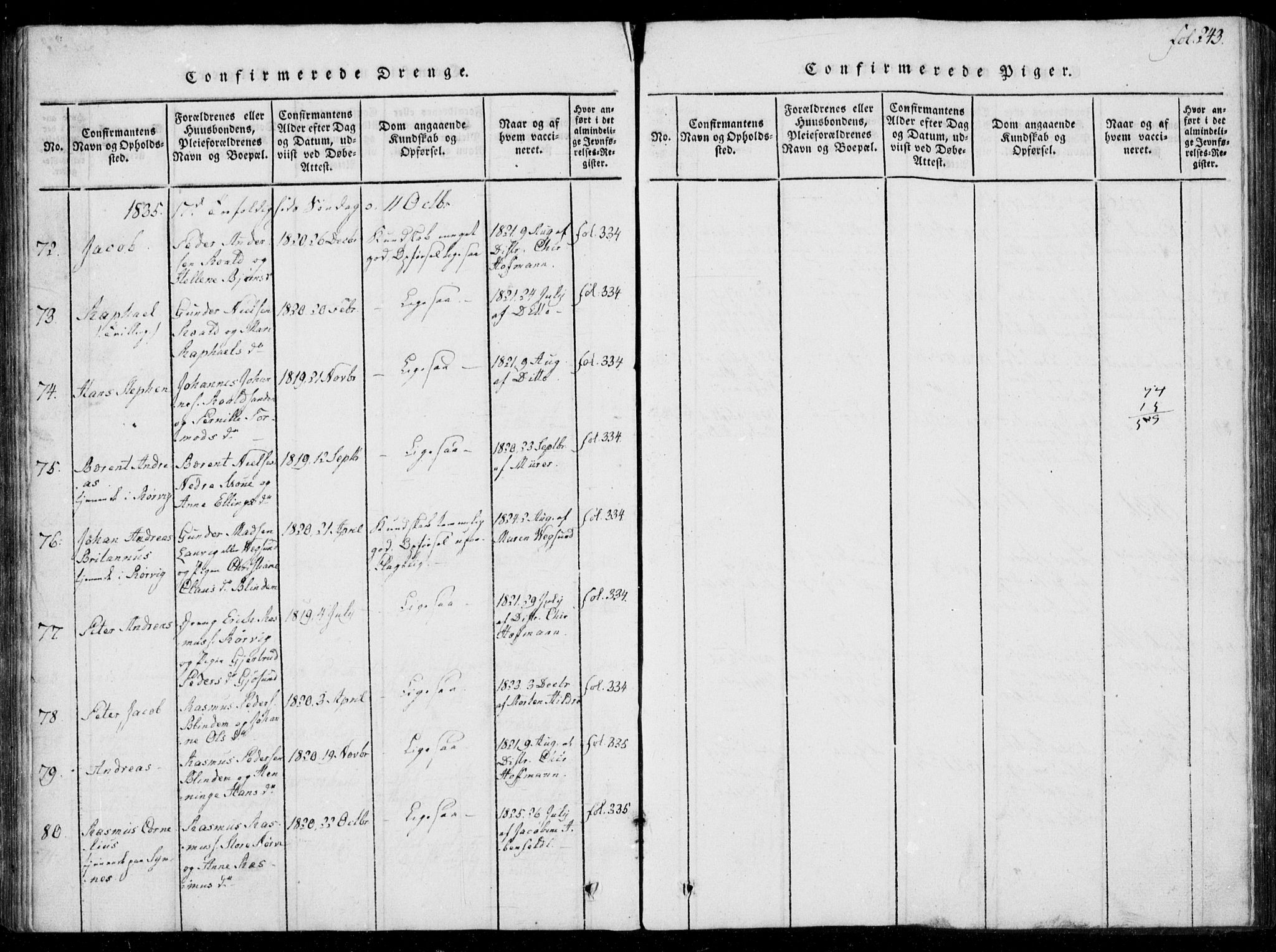 Ministerialprotokoller, klokkerbøker og fødselsregistre - Møre og Romsdal, SAT/A-1454/537/L0517: Parish register (official) no. 537A01, 1818-1862, p. 243