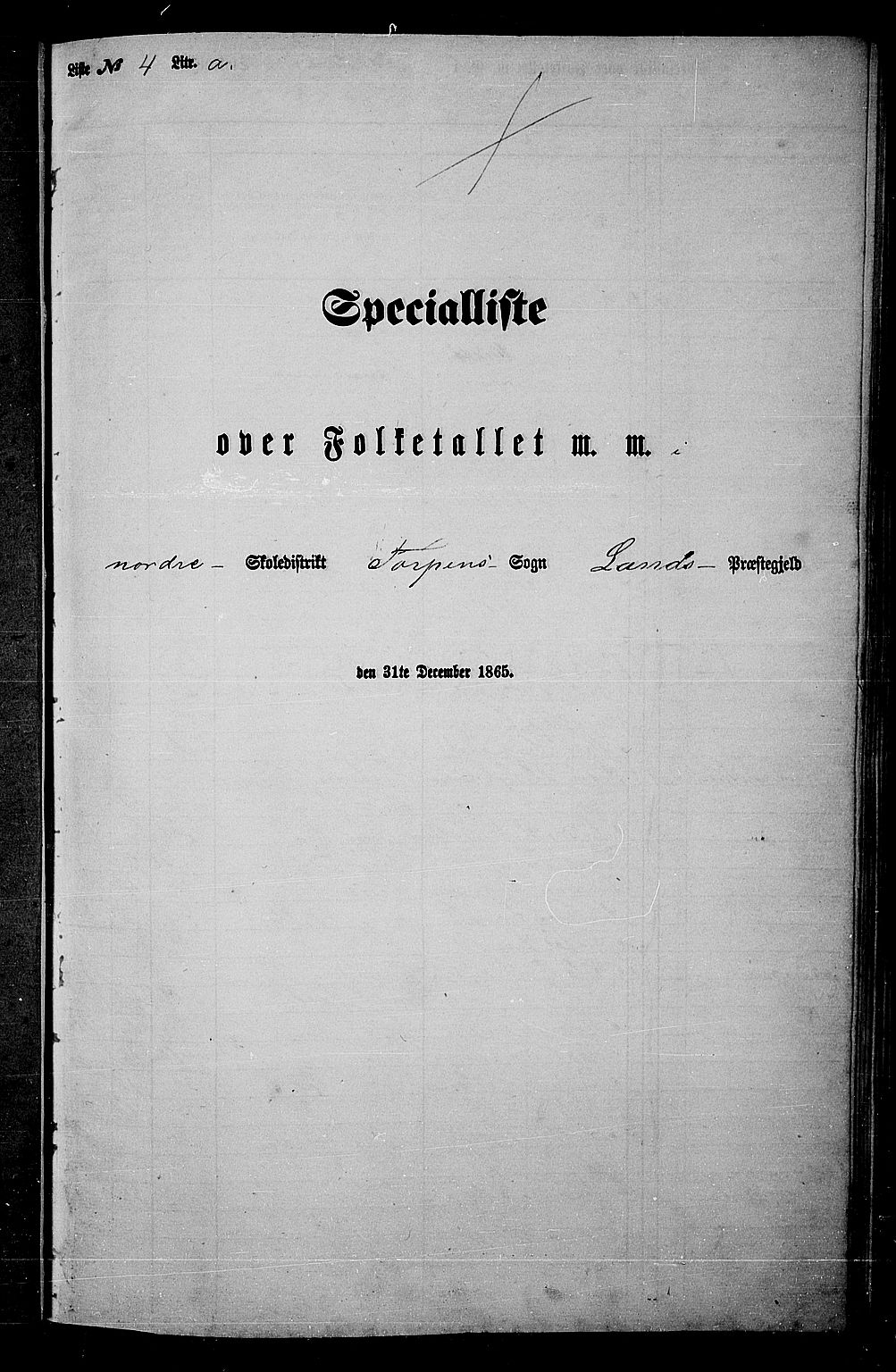 RA, 1865 census for Land, 1865, p. 123