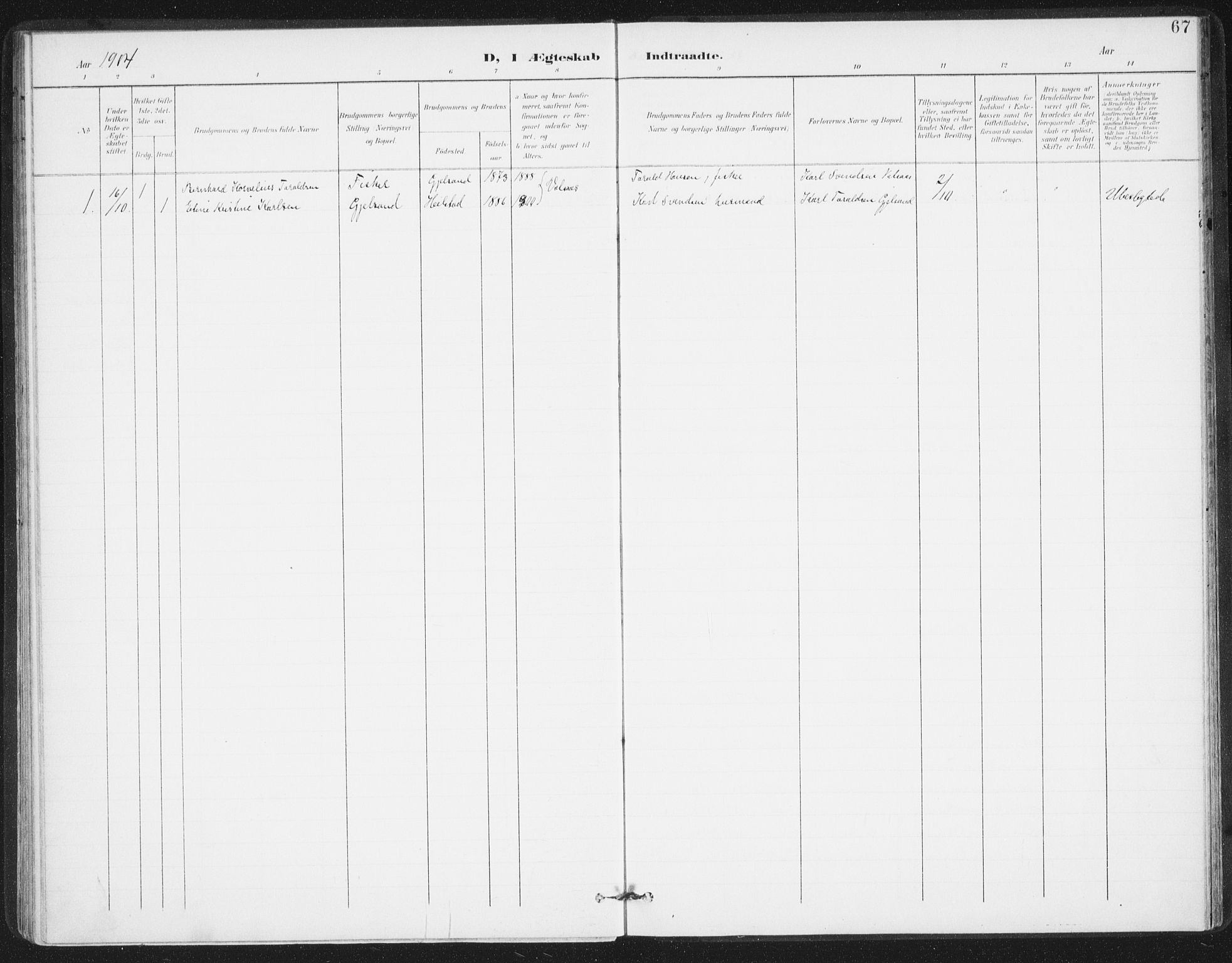 Ministerialprotokoller, klokkerbøker og fødselsregistre - Nordland, AV/SAT-A-1459/811/L0167: Parish register (official) no. 811A04, 1899-1913, p. 67