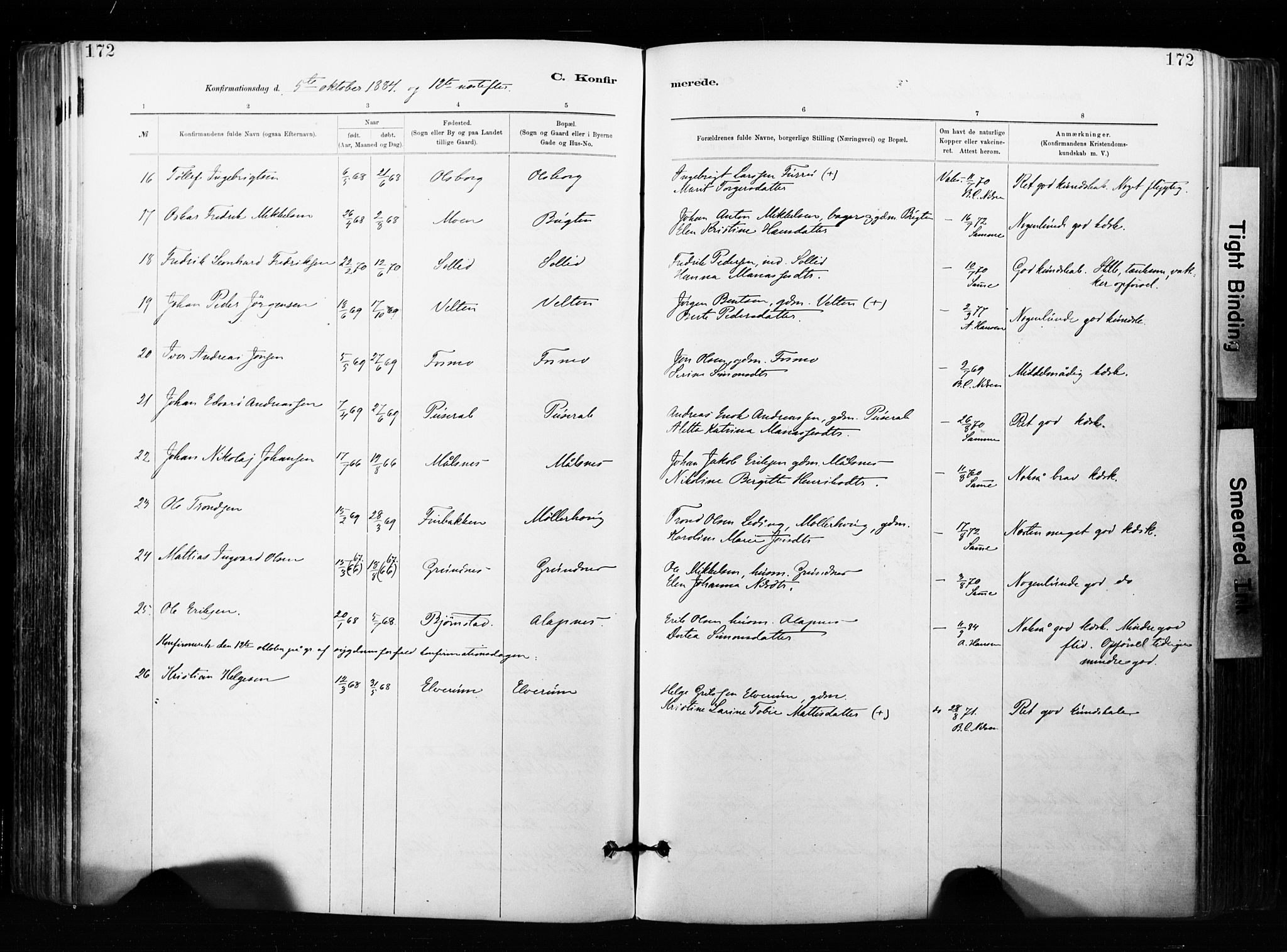 Målselv sokneprestembete, SATØ/S-1311/G/Ga/Gaa/L0007kirke: Parish register (official) no. 7, 1884-1903, p. 172