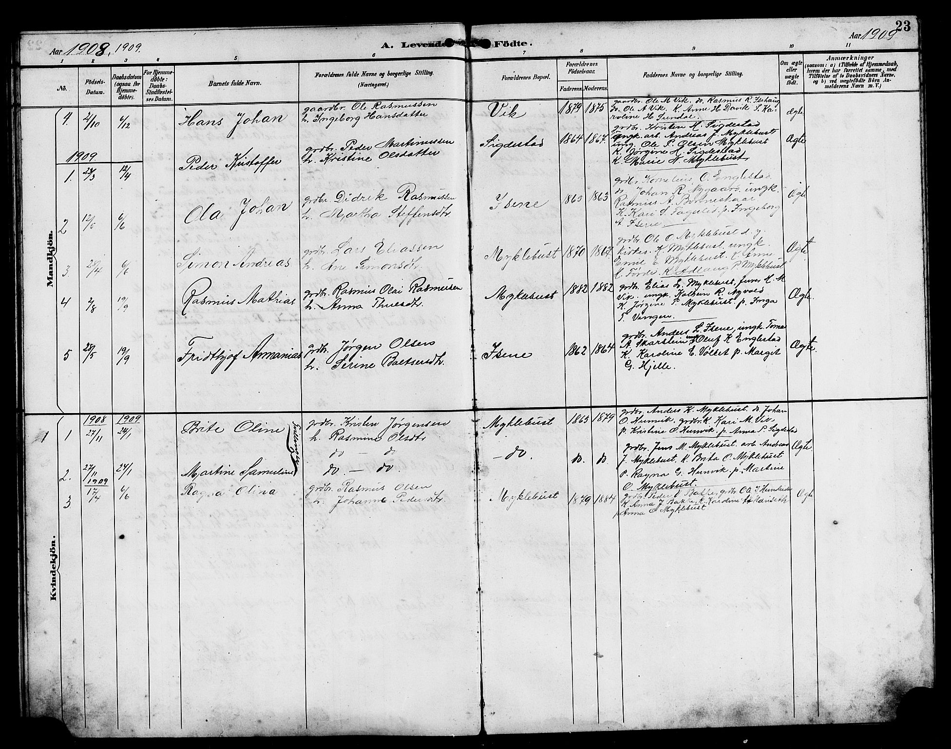 Davik sokneprestembete, AV/SAB-A-79701/H/Hab/Habd/L0002: Parish register (copy) no. D 2, 1890-1919, p. 23