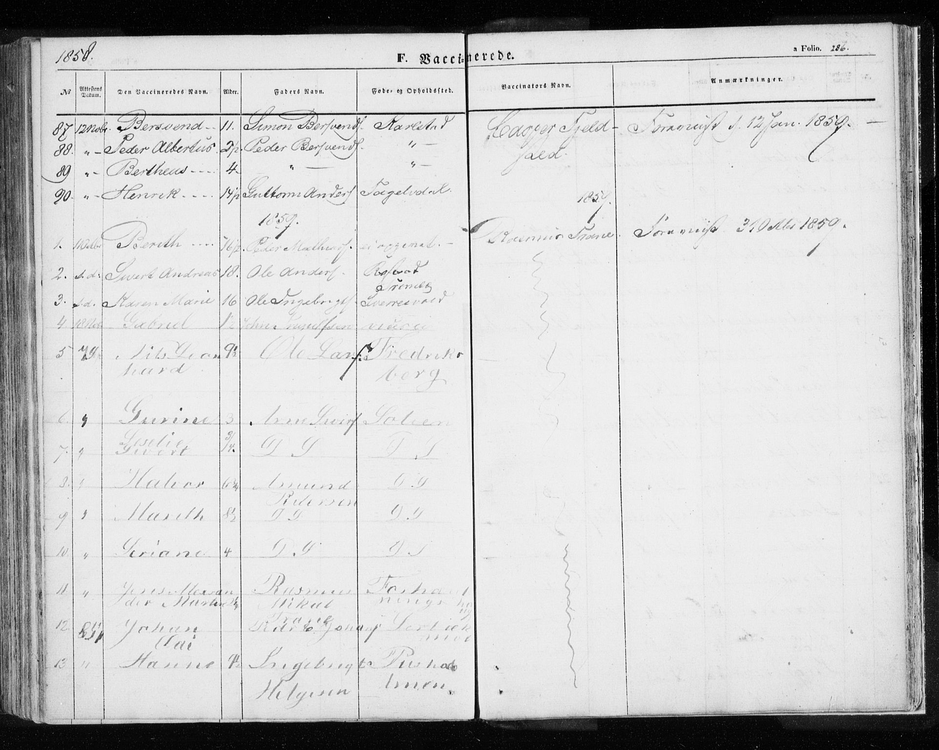 Målselv sokneprestembete, SATØ/S-1311/G/Ga/Gaa/L0003kirke: Parish register (official) no. 3, 1853-1863, p. 286