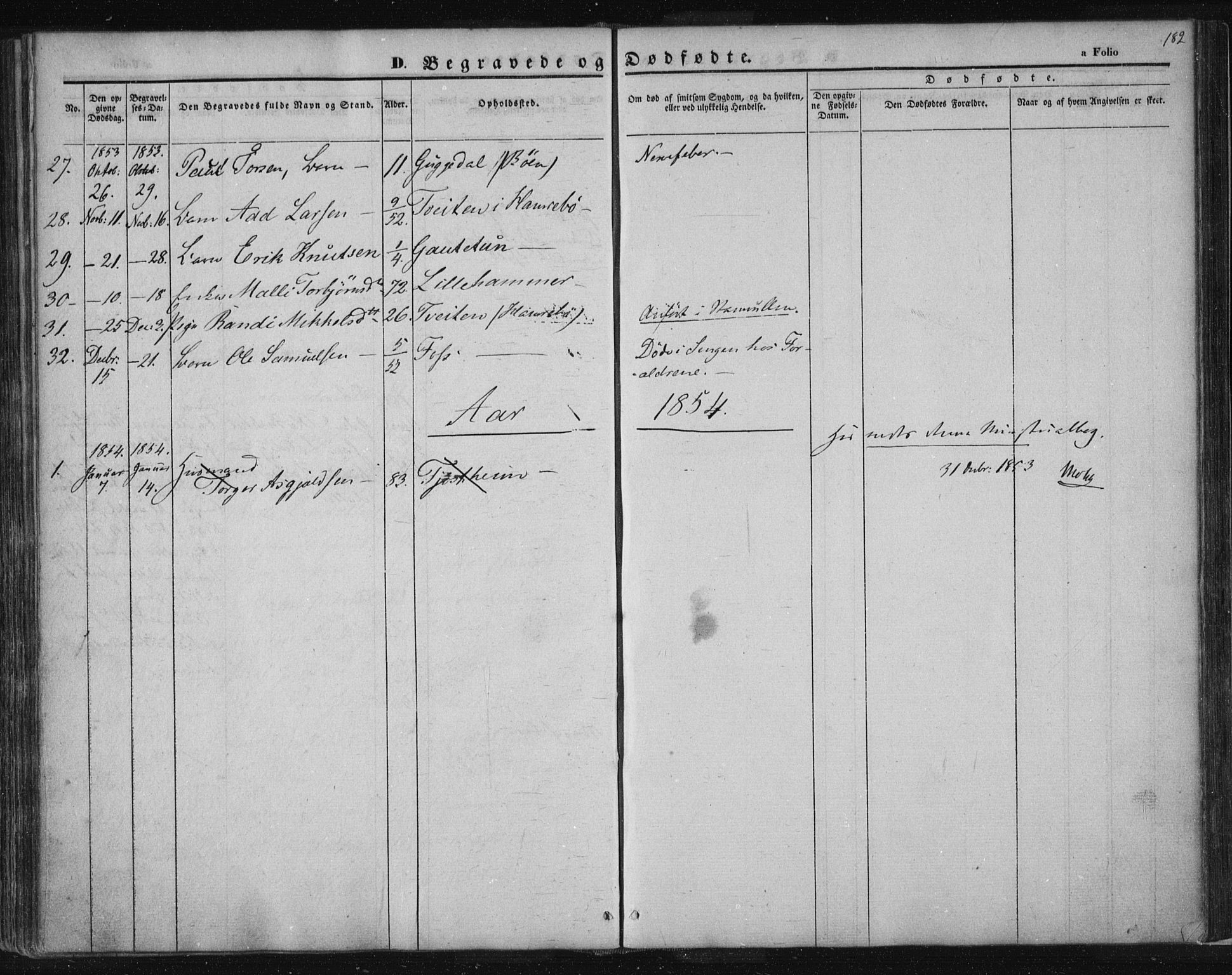 Suldal sokneprestkontor, AV/SAST-A-101845/01/IV/L0008: Parish register (official) no. A 8, 1836-1853, p. 182