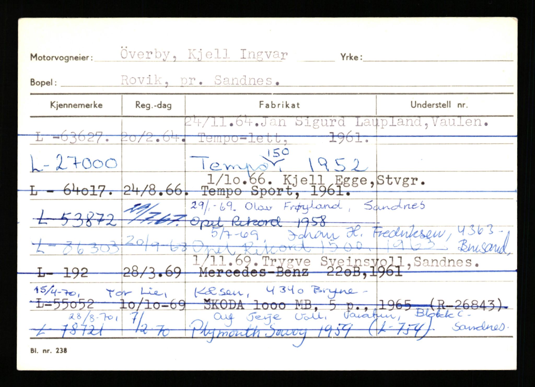 Stavanger trafikkstasjon, AV/SAST-A-101942/0/H/L0044: Øksna - Åmo, 1930-1971, p. 1447