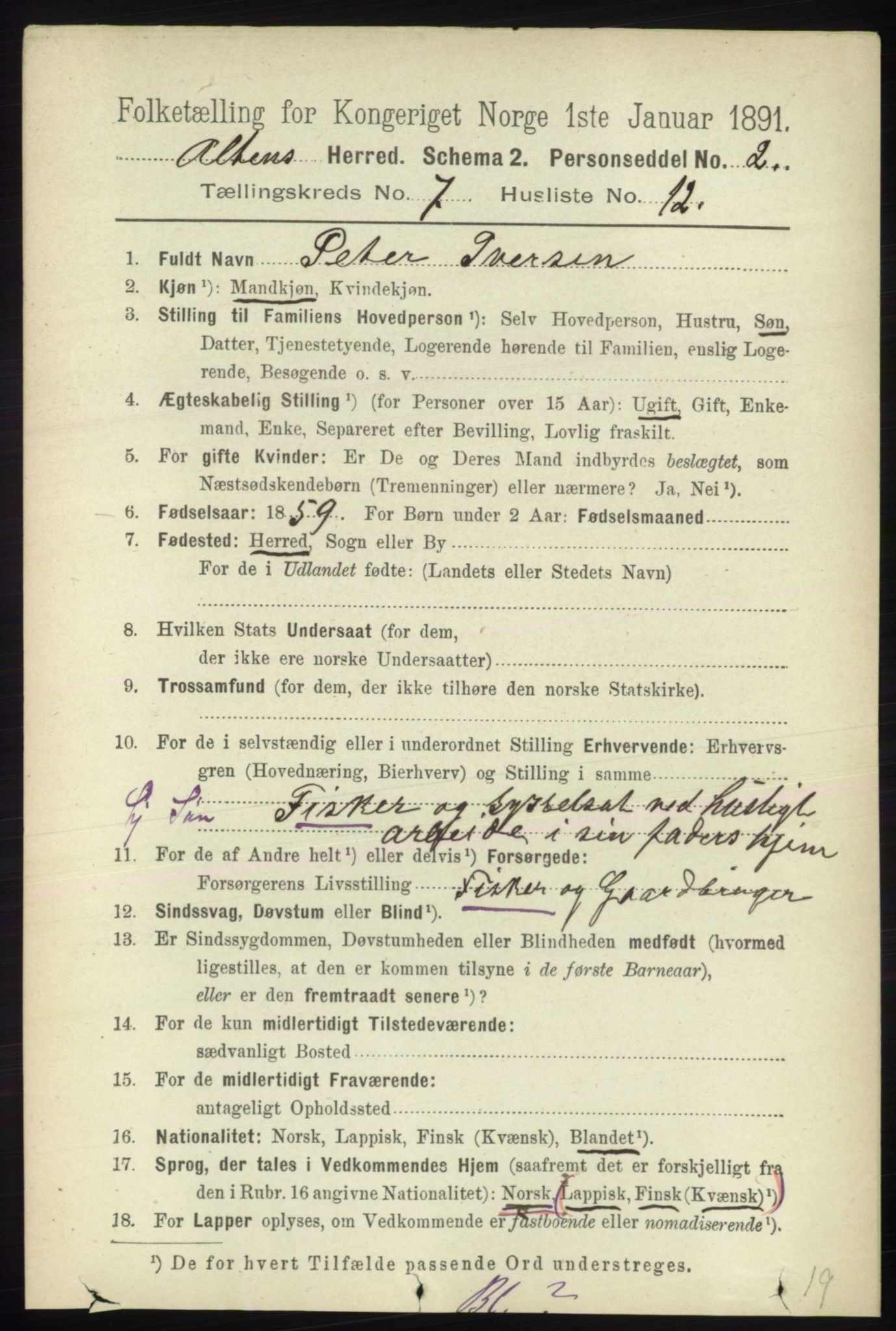 RA, 1891 census for 2012 Alta, 1891, p. 2168