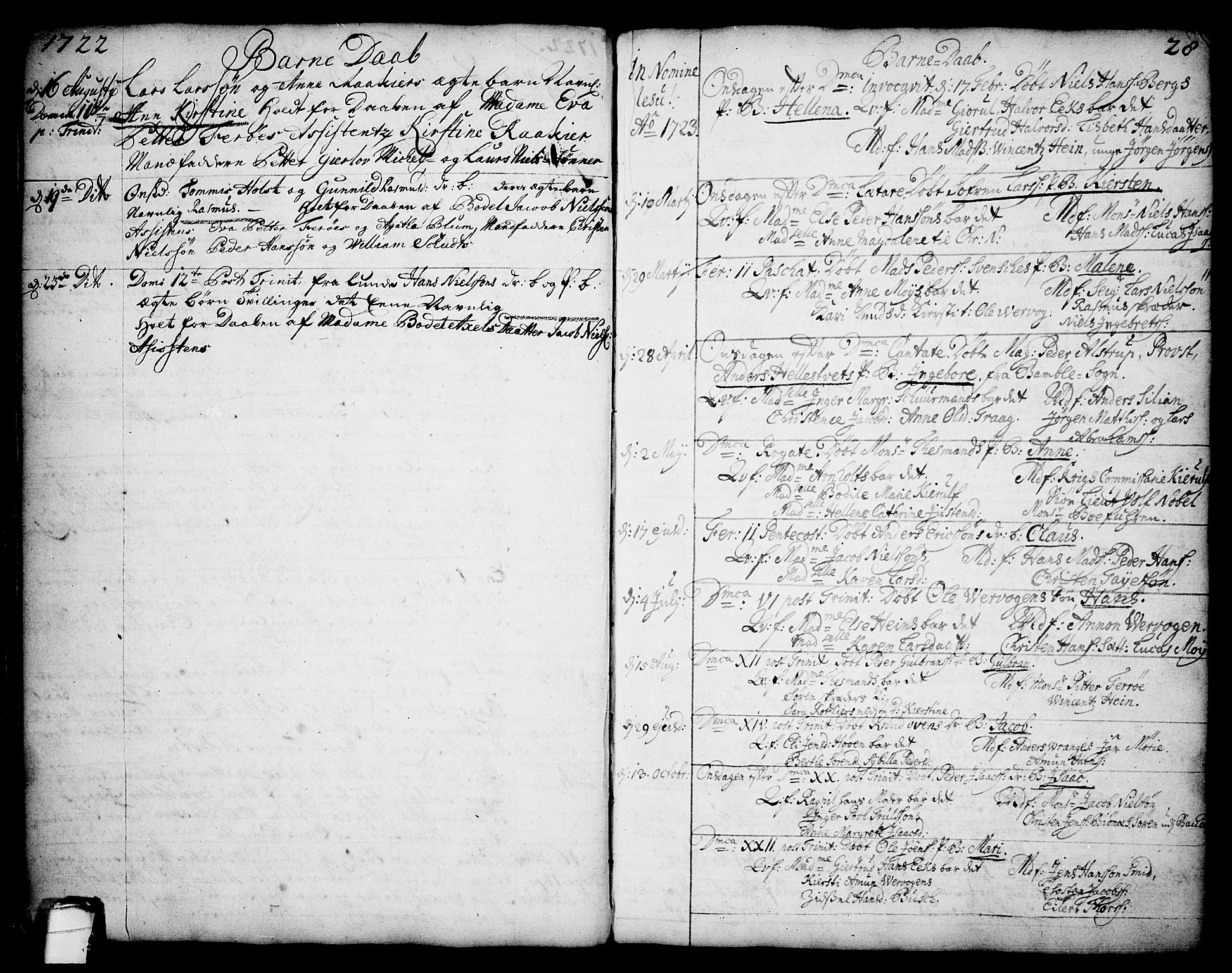 Brevik kirkebøker, SAKO/A-255/F/Fa/L0002: Parish register (official) no. 2, 1720-1764, p. 28