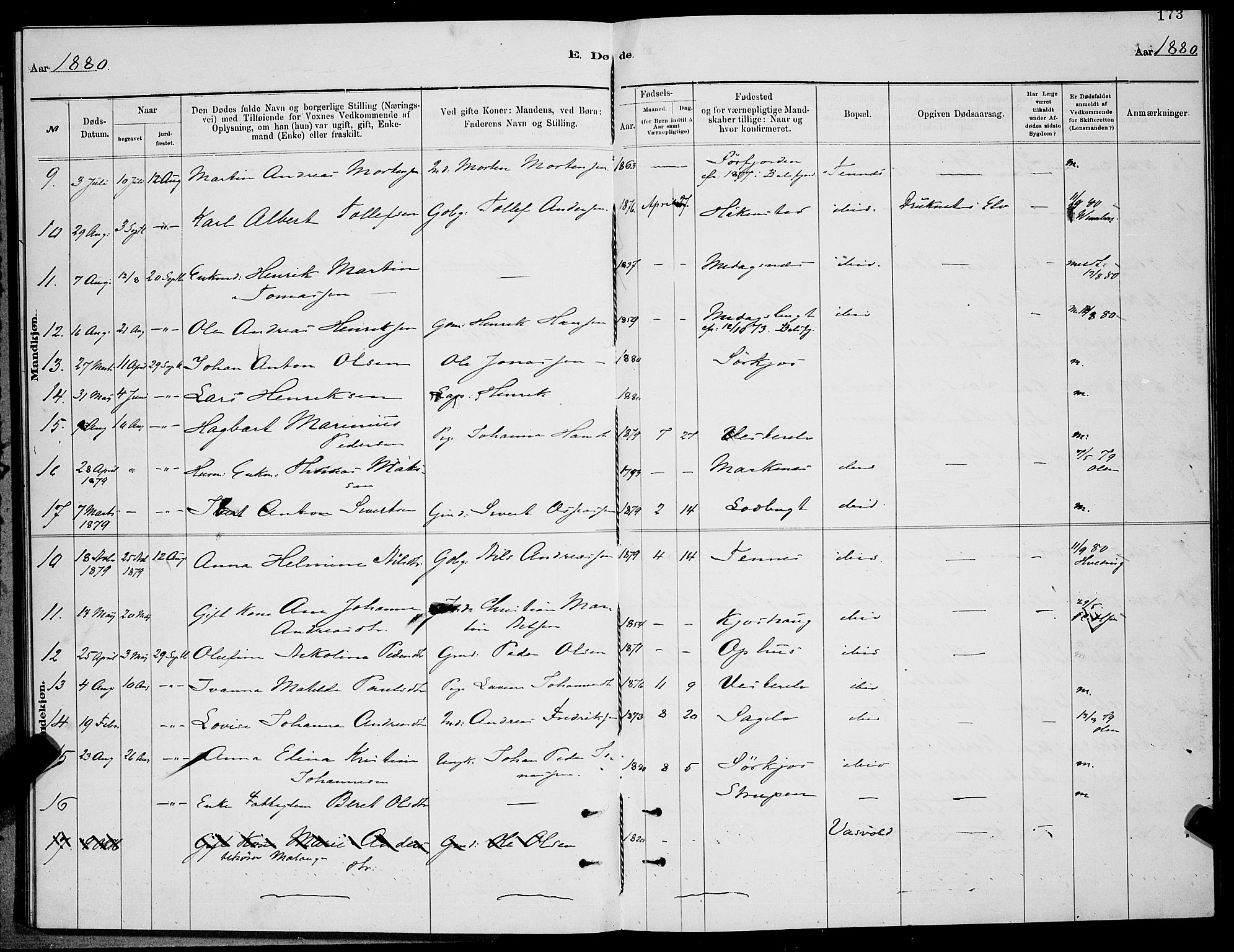 Balsfjord sokneprestembete, SATØ/S-1303/G/Ga/L0007klokker: Parish register (copy) no. 7, 1878-1889, p. 173