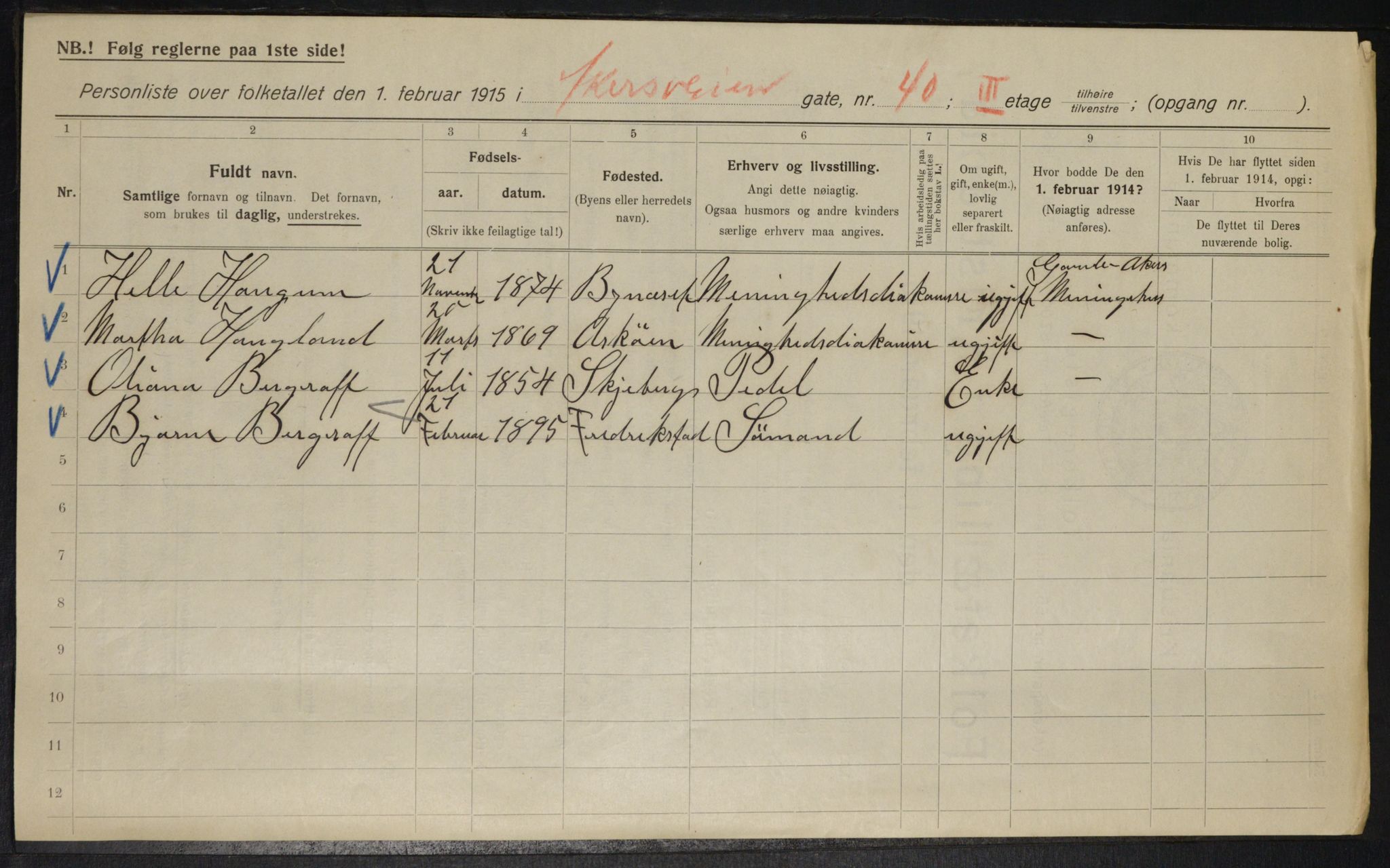 OBA, Municipal Census 1915 for Kristiania, 1915, p. 965