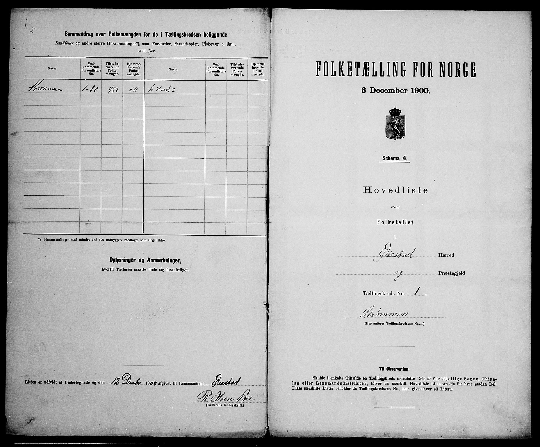 SAK, 1900 census for Øyestad, 1900, p. 17