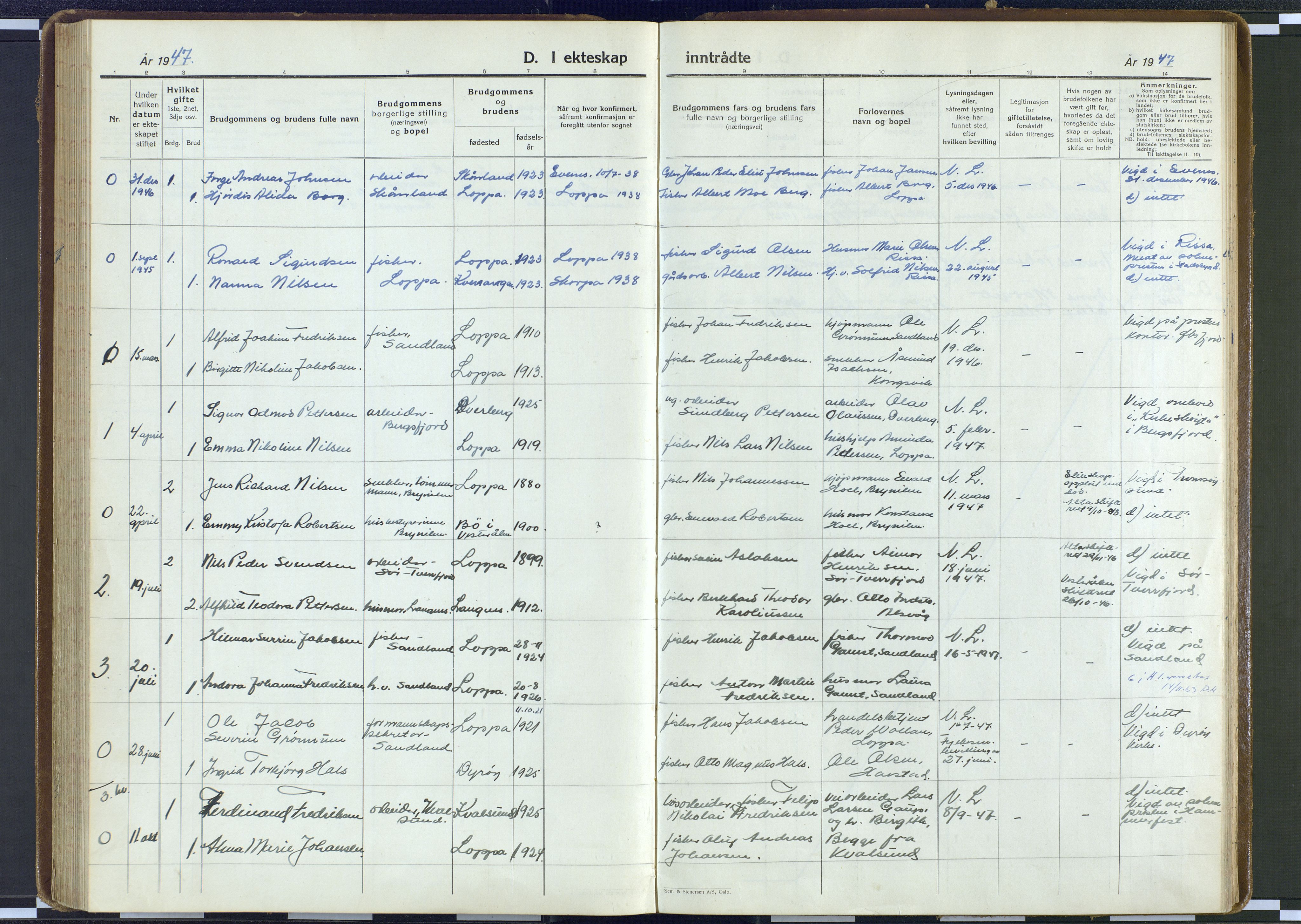 Loppa sokneprestkontor, AV/SATØ-S-1339/H/Ha/L0017kirke: Parish register (official) no. 17, 1942-1961