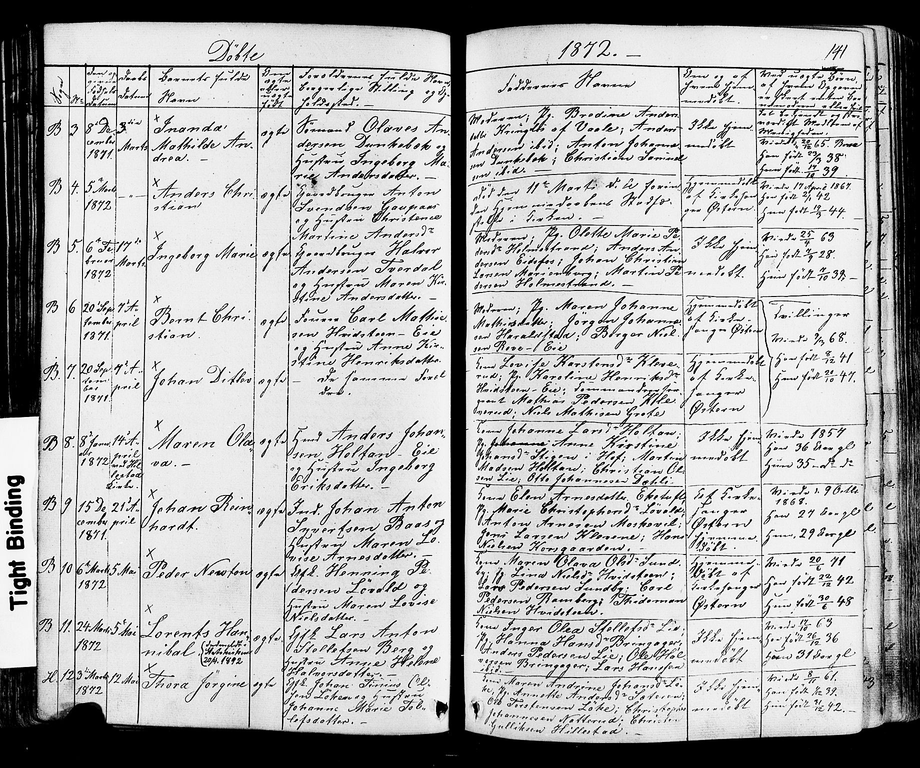 Botne kirkebøker, AV/SAKO-A-340/F/Fa/L0006: Parish register (official) no. I 6, 1836-1877, p. 141