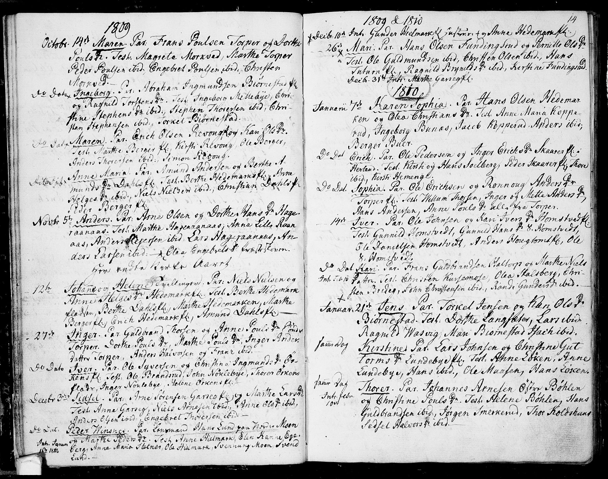 Eidsberg prestekontor Kirkebøker, AV/SAO-A-10905/F/Fa/L0006: Parish register (official) no. I 6, 1807-1814, p. 14