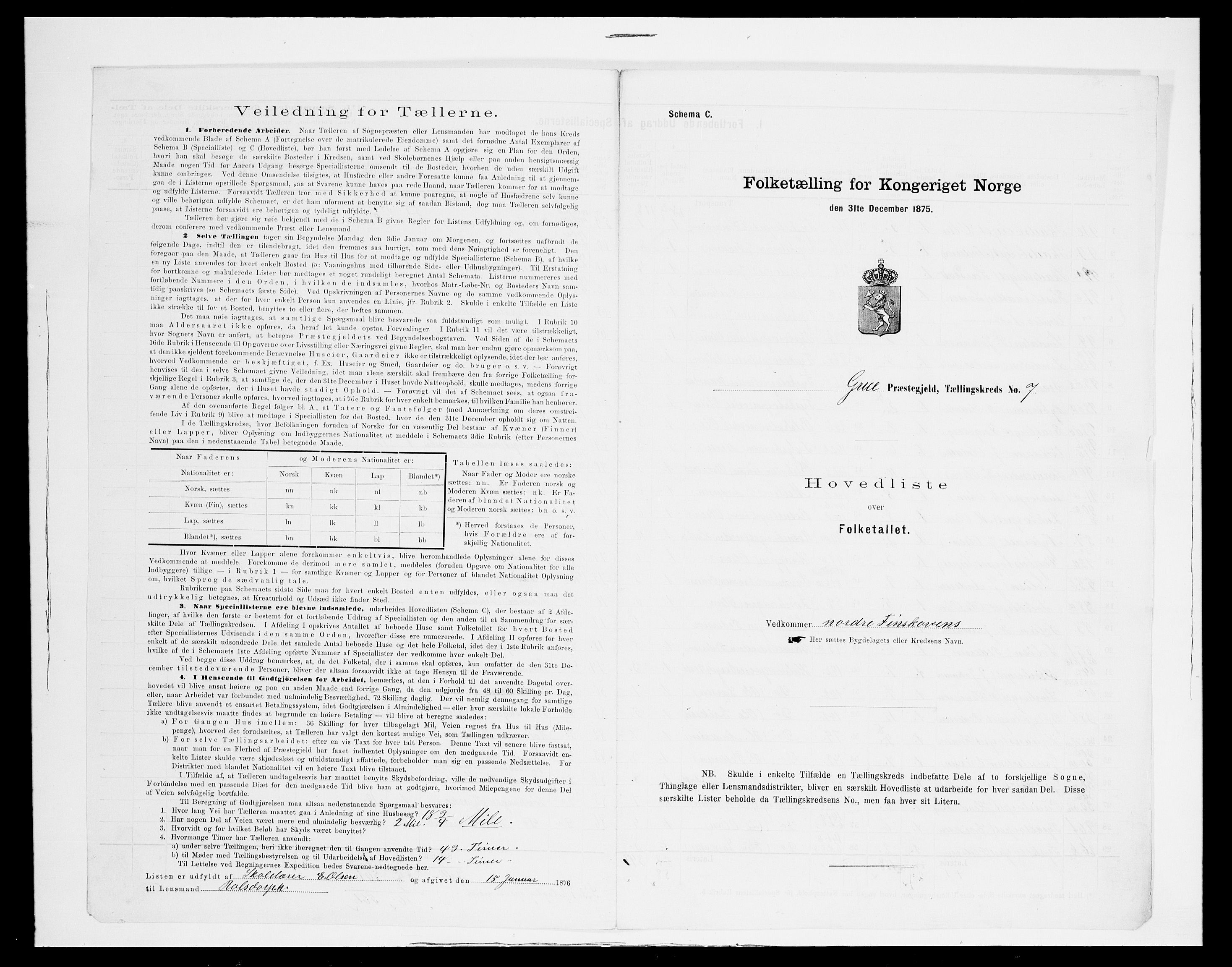 SAH, 1875 census for 0423P Grue, 1875, p. 45