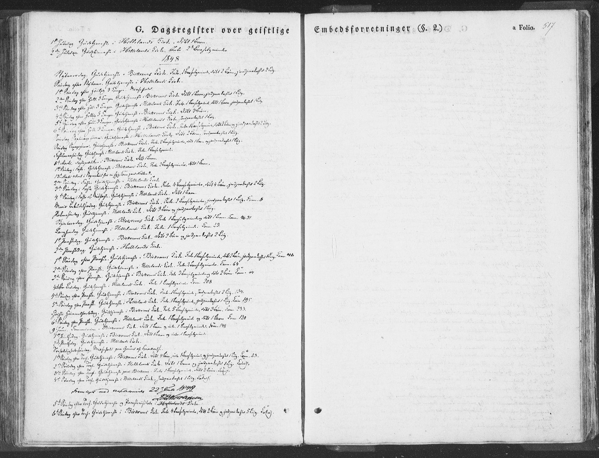 Helleland sokneprestkontor, SAST/A-101810: Parish register (official) no. A 6.2, 1834-1863, p. 517