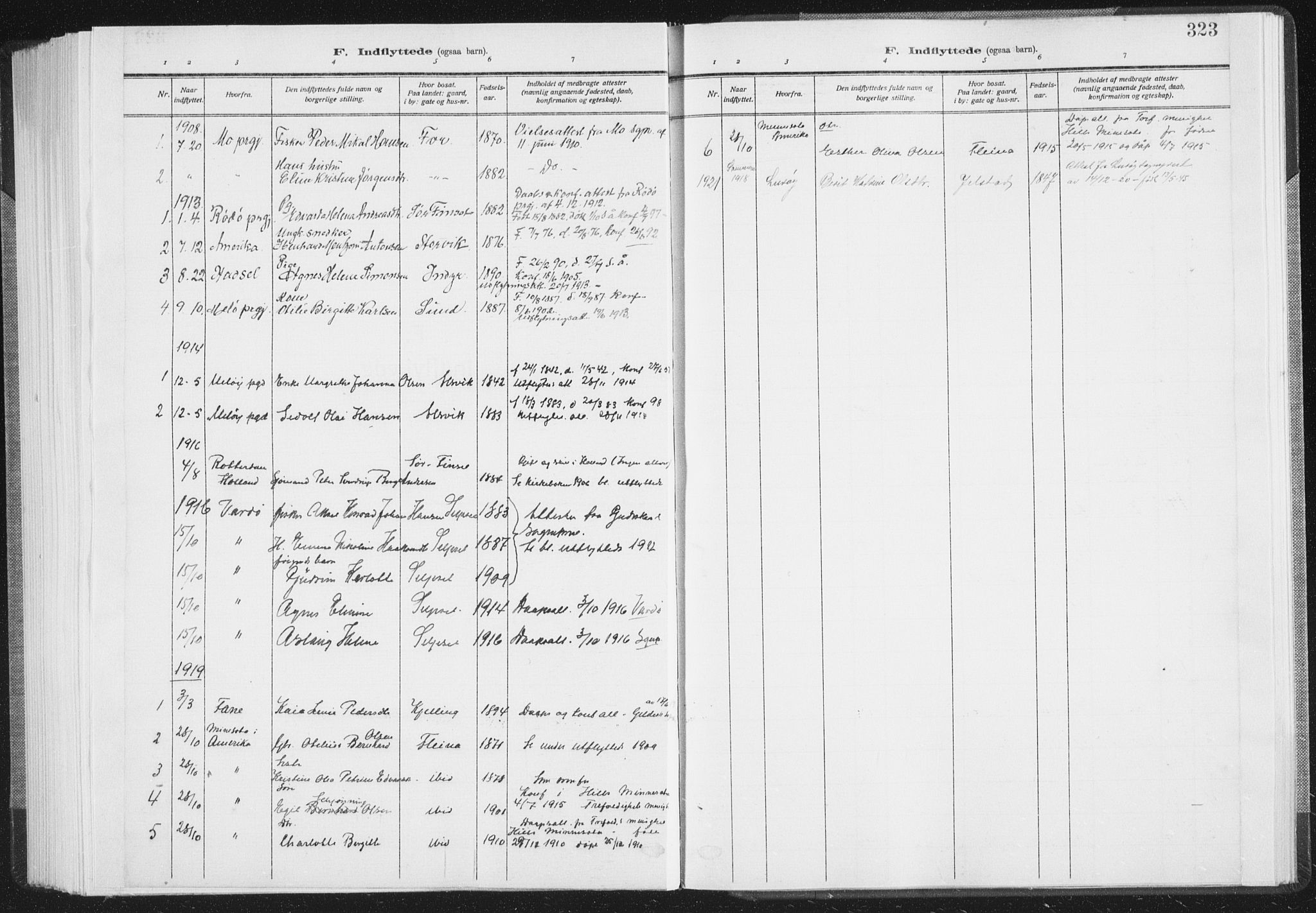 Ministerialprotokoller, klokkerbøker og fødselsregistre - Nordland, SAT/A-1459/805/L0104: Parish register (official) no. 805A09, 1909-1926, p. 323