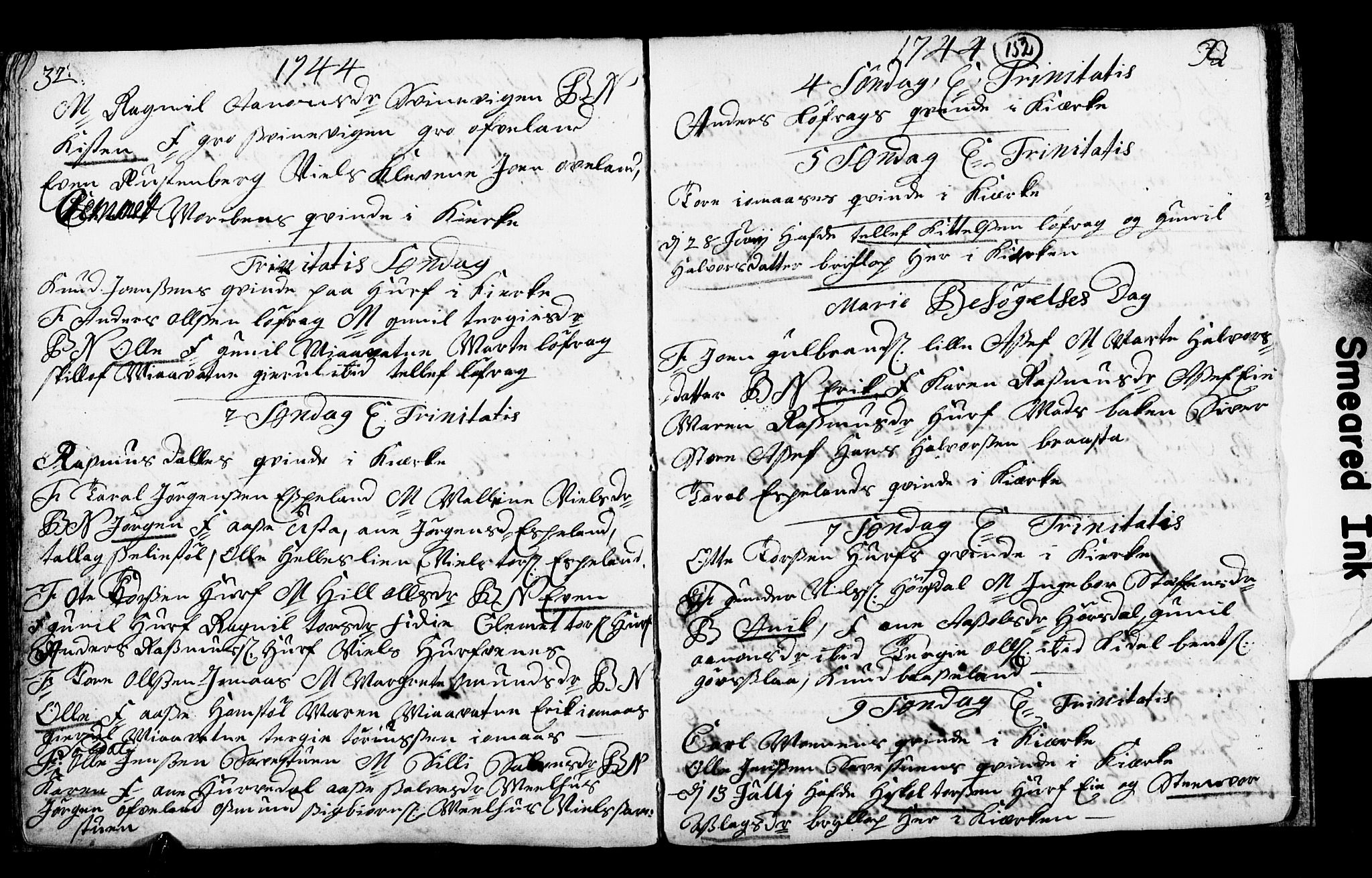 Froland sokneprestkontor, SAK/1111-0013/F/Fb/L0001: Parish register (copy) no. B 1, 1742-1745, p. 32-33