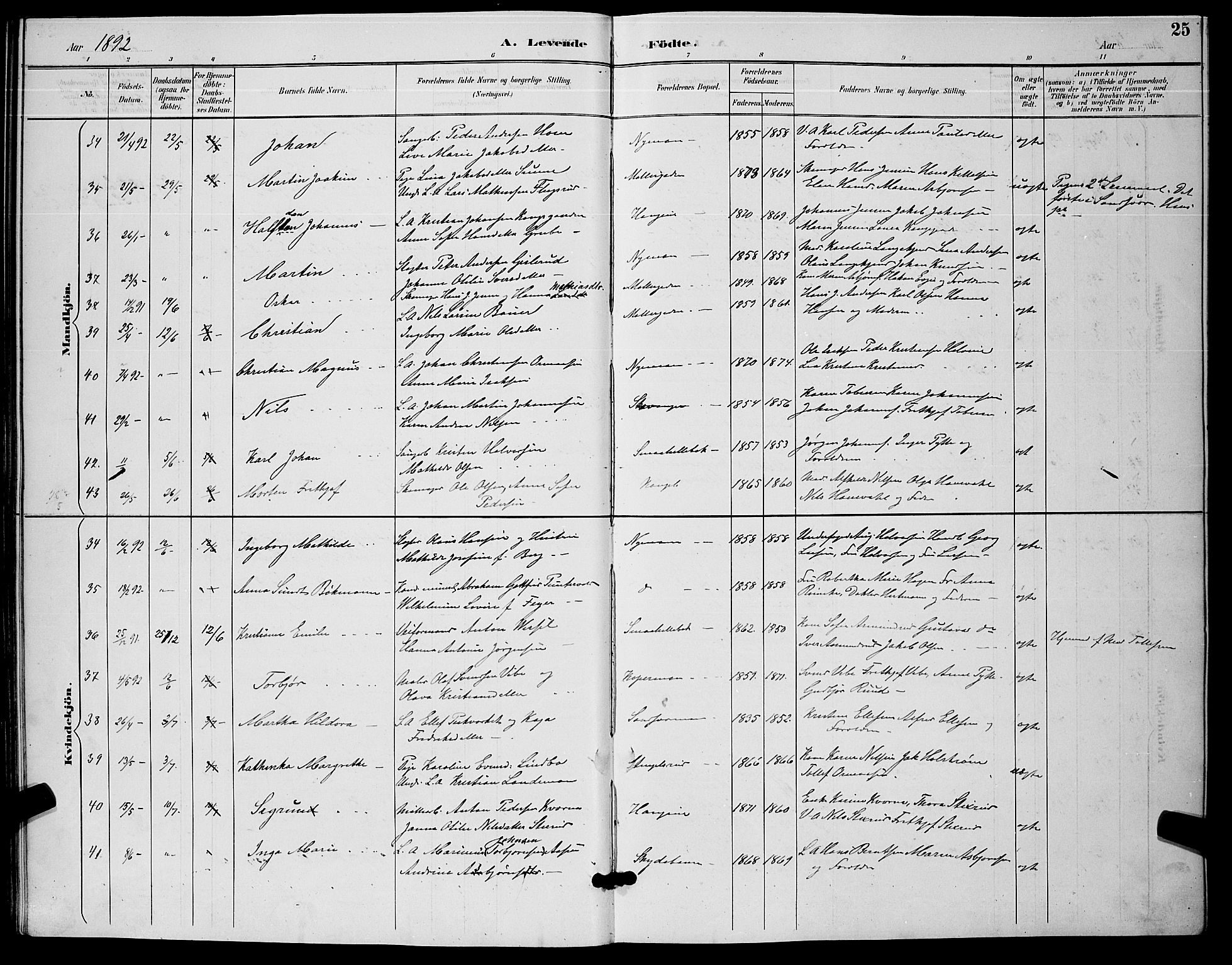 Kongsberg kirkebøker, AV/SAKO-A-22/G/Ga/L0006: Parish register (copy) no. 6, 1890-1901, p. 25