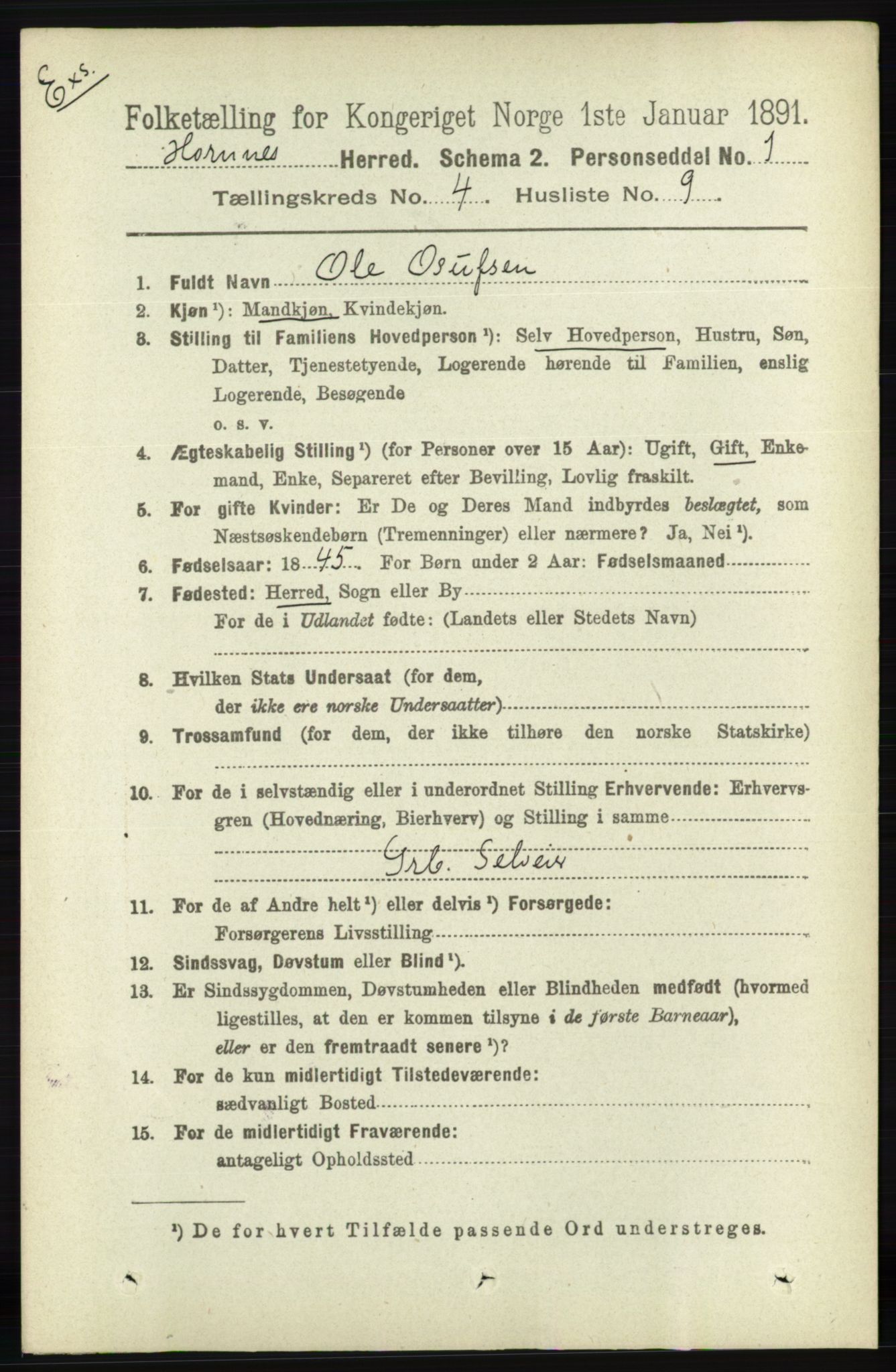 RA, Census 1891 for Nedenes amt: Gjenparter av personsedler for beslektede ektefeller, menn, 1891, p. 978