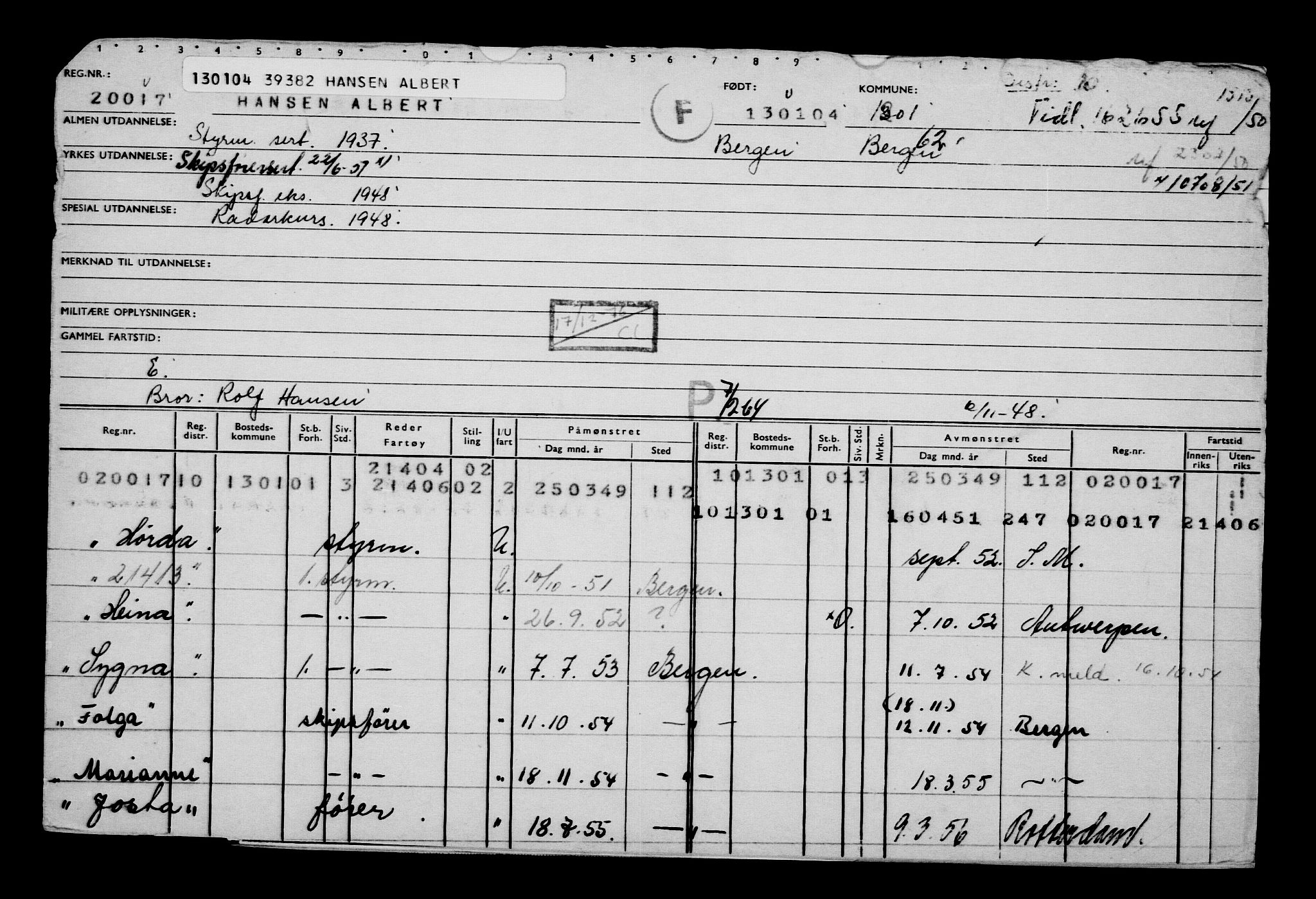 Direktoratet for sjømenn, AV/RA-S-3545/G/Gb/L0052: Hovedkort, 1904, p. 129