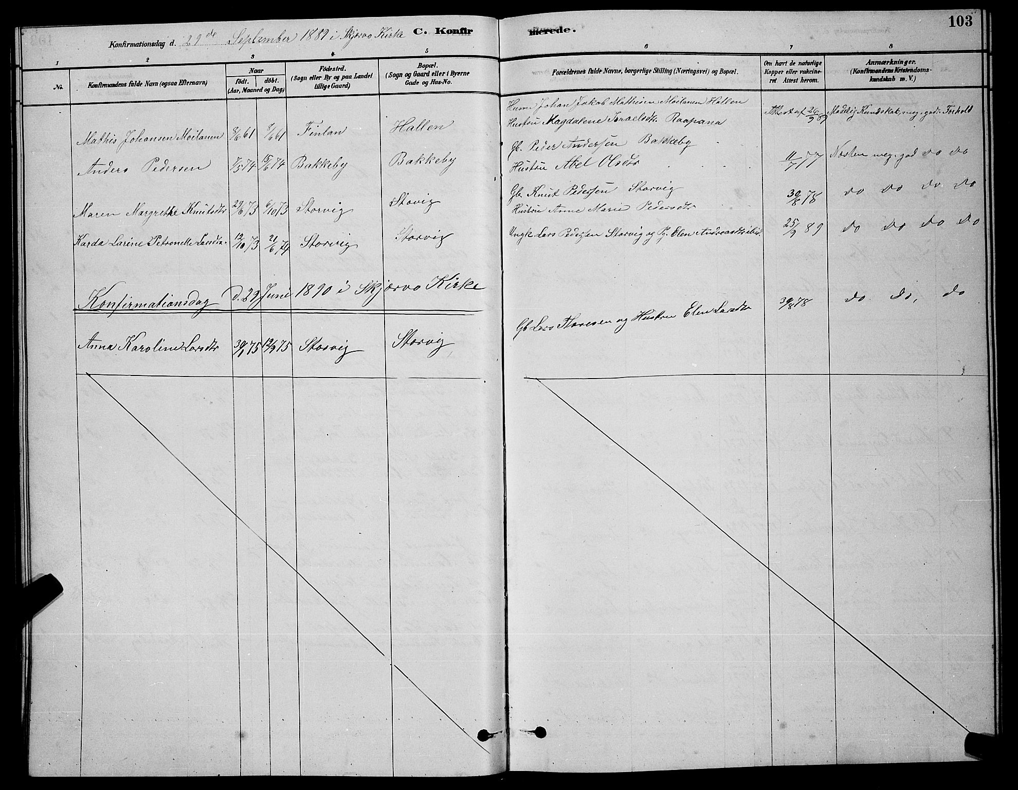 Skjervøy sokneprestkontor, SATØ/S-1300/H/Ha/Hab/L0020klokker: Parish register (copy) no. 20, 1878-1892, p. 103