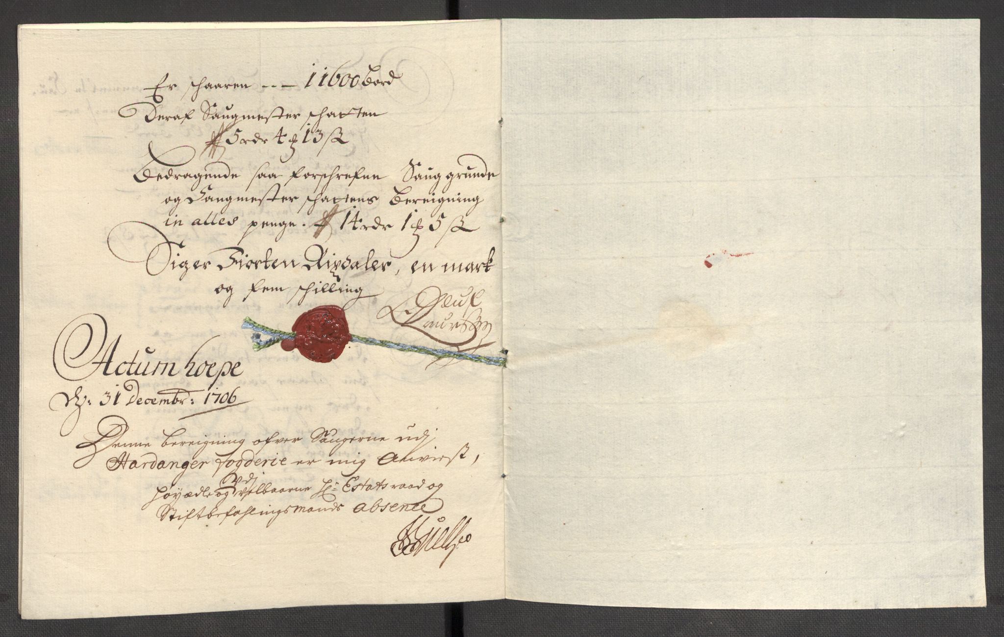 Rentekammeret inntil 1814, Reviderte regnskaper, Fogderegnskap, AV/RA-EA-4092/R48/L2984: Fogderegnskap Sunnhordland og Hardanger, 1706-1707, p. 182