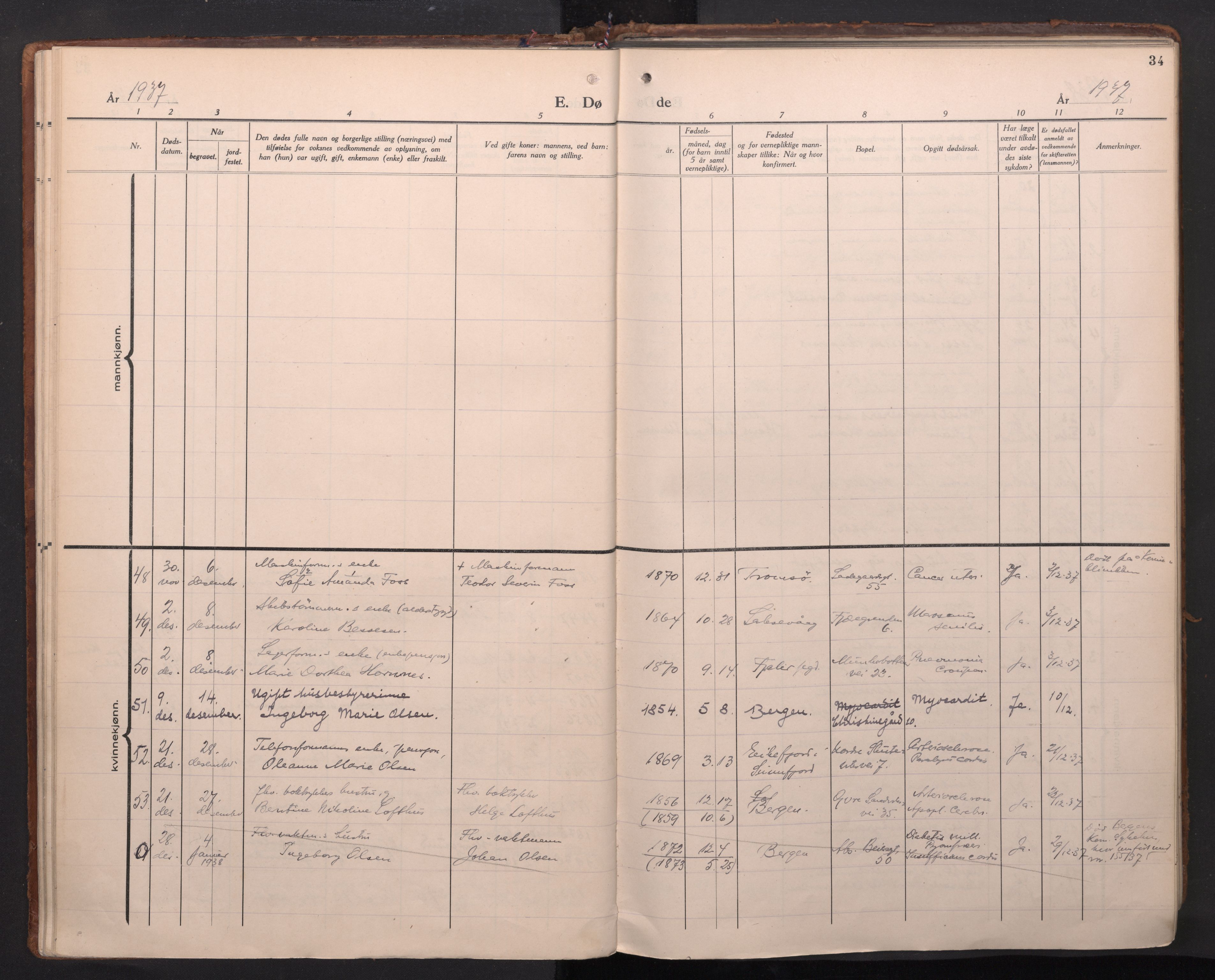 Sandviken Sokneprestembete, SAB/A-77601/H/Ha/L0020: Parish register (official) no. E 3, 1933-1962, p. 34