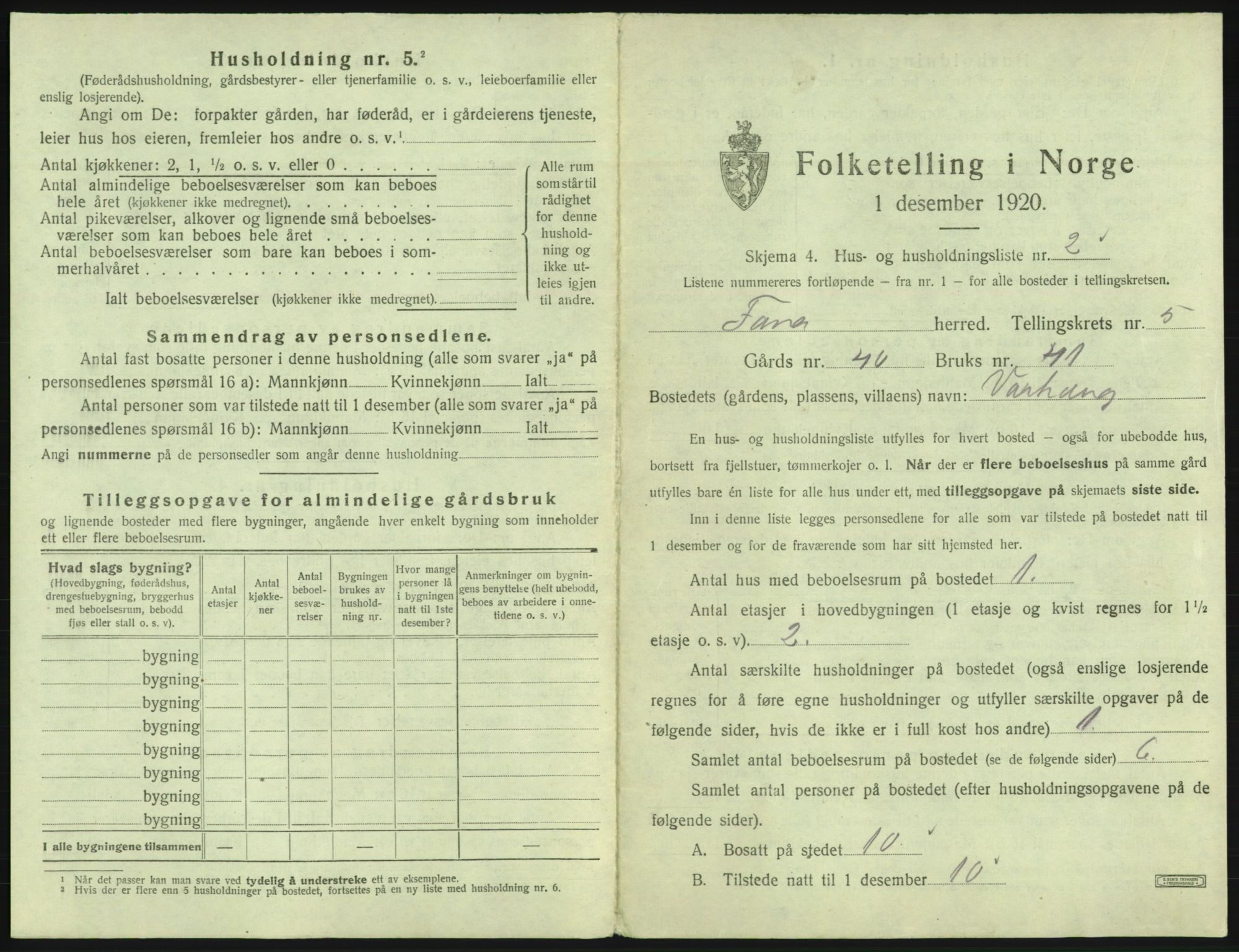 SAB, 1920 census for Fana, 1920, p. 526