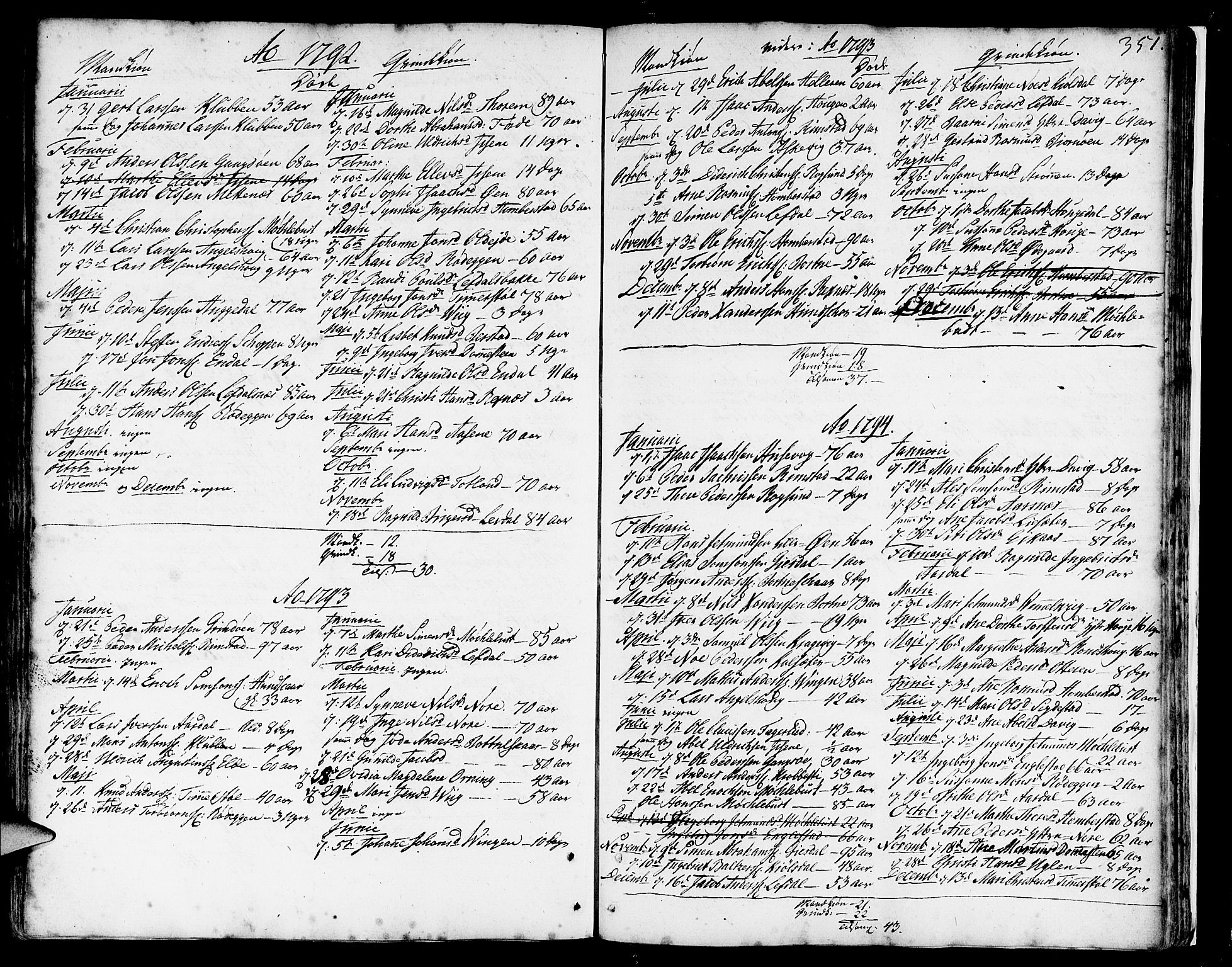 Davik sokneprestembete, SAB/A-79701/H/Haa/Haaa/L0002: Parish register (official) no. A 2, 1742-1816, p. 351