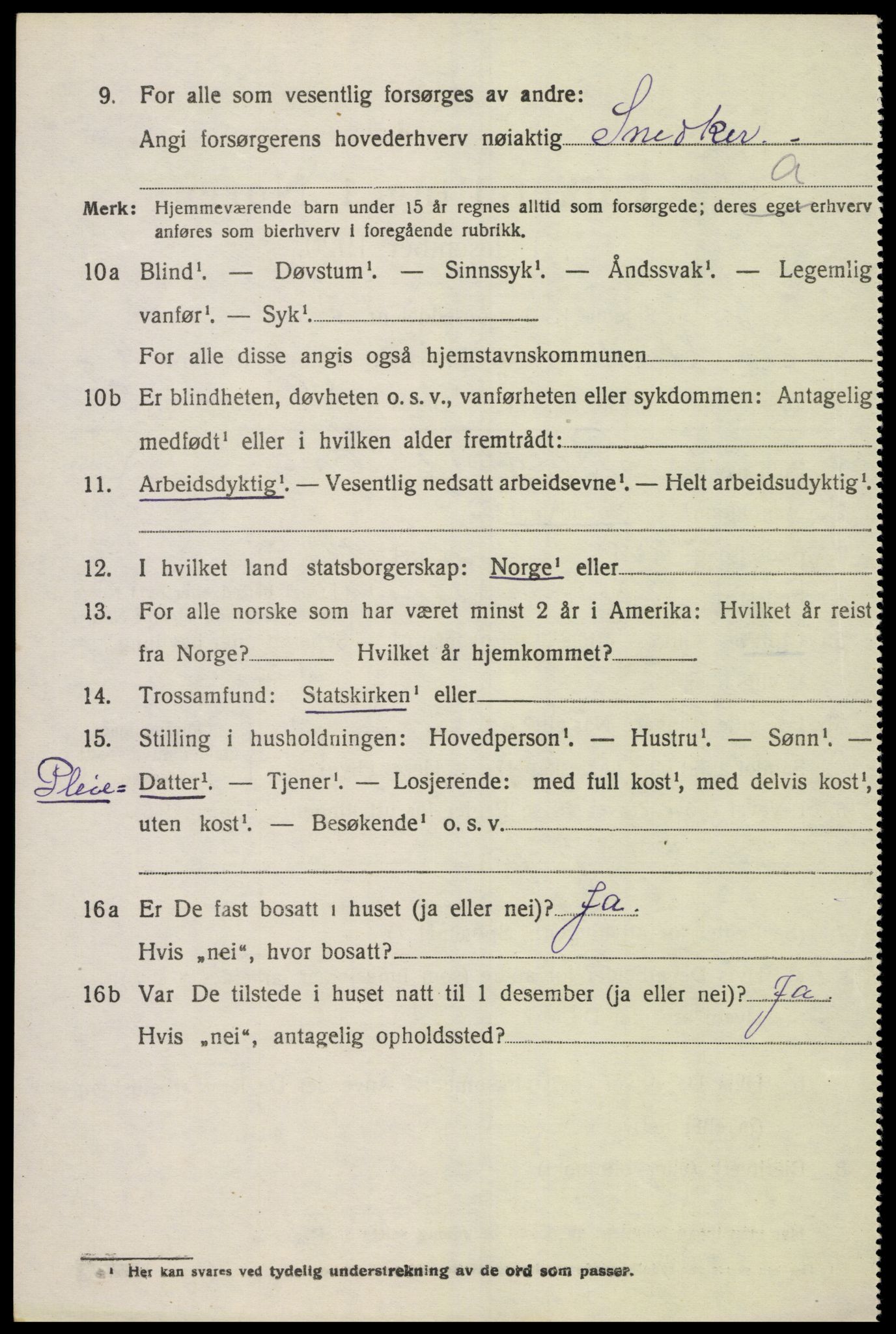 SAK, 1920 census for Sør-Audnedal, 1920, p. 5934