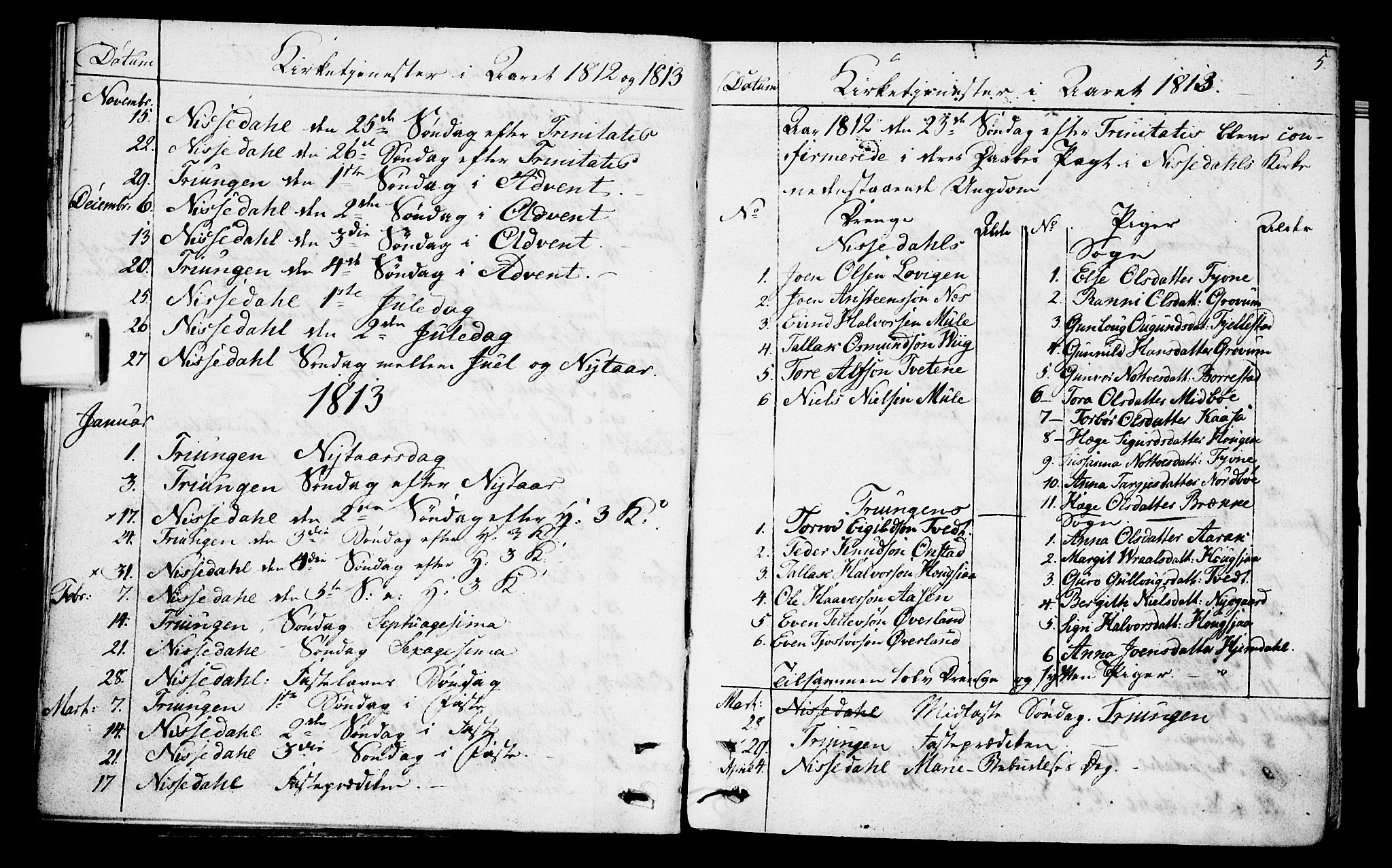 Nissedal kirkebøker, AV/SAKO-A-288/F/Fa/L0001: Parish register (official) no. I 1, 1811-1814, p. 5