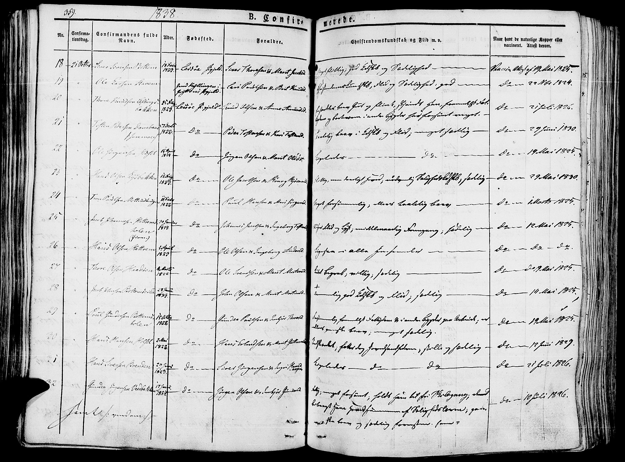 Lesja prestekontor, AV/SAH-PREST-068/H/Ha/Haa/L0005: Parish register (official) no. 5, 1830-1842, p. 359