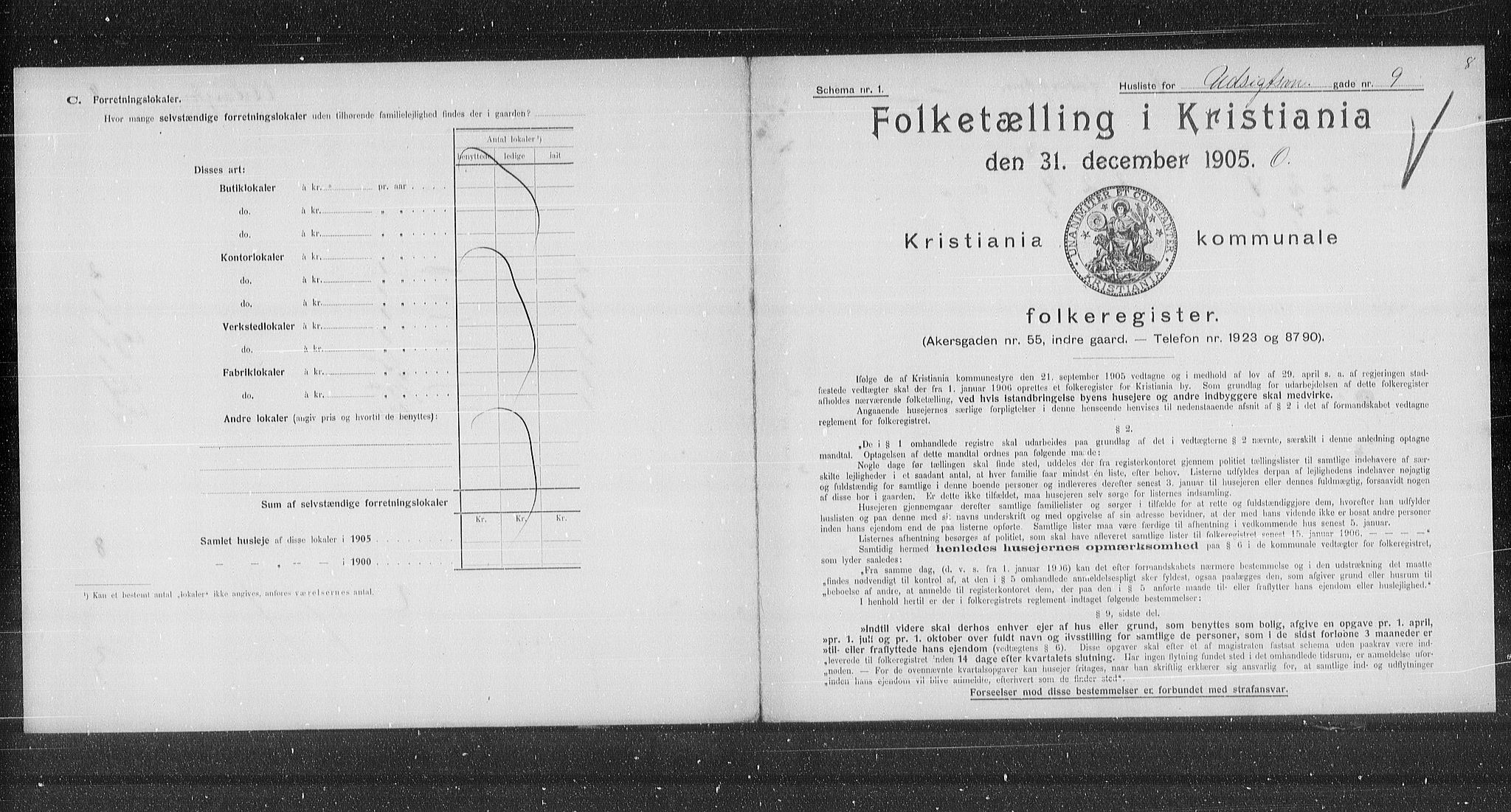 OBA, Municipal Census 1905 for Kristiania, 1905, p. 62288