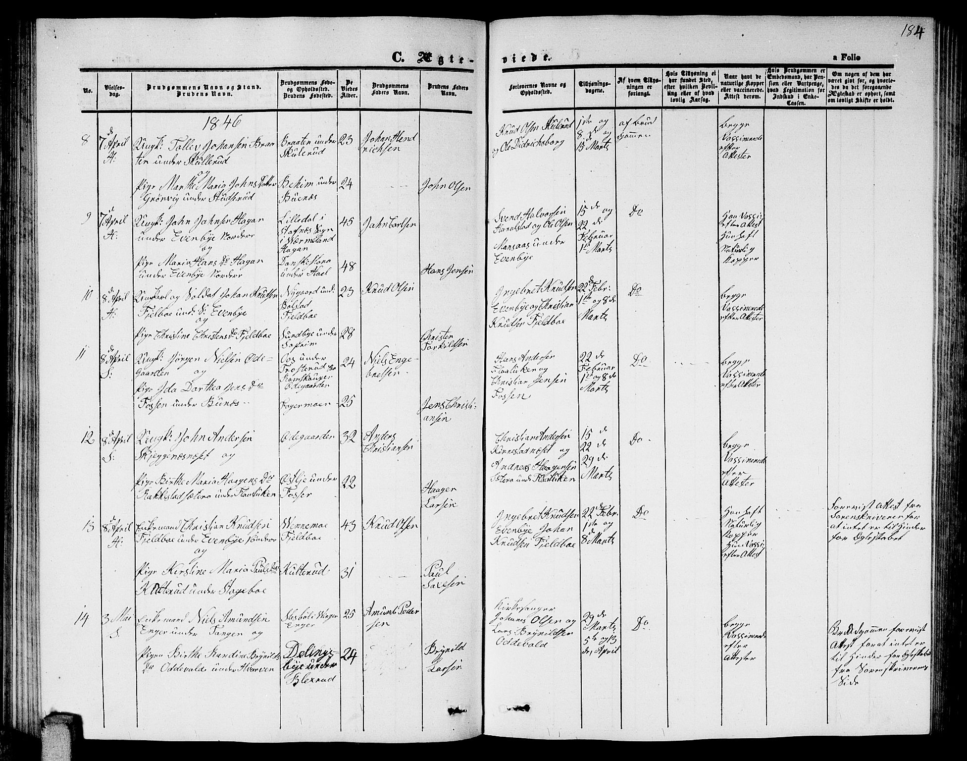 Høland prestekontor Kirkebøker, SAO/A-10346a/G/Ga/L0003: Parish register (copy) no. I 3, 1846-1853, p. 184