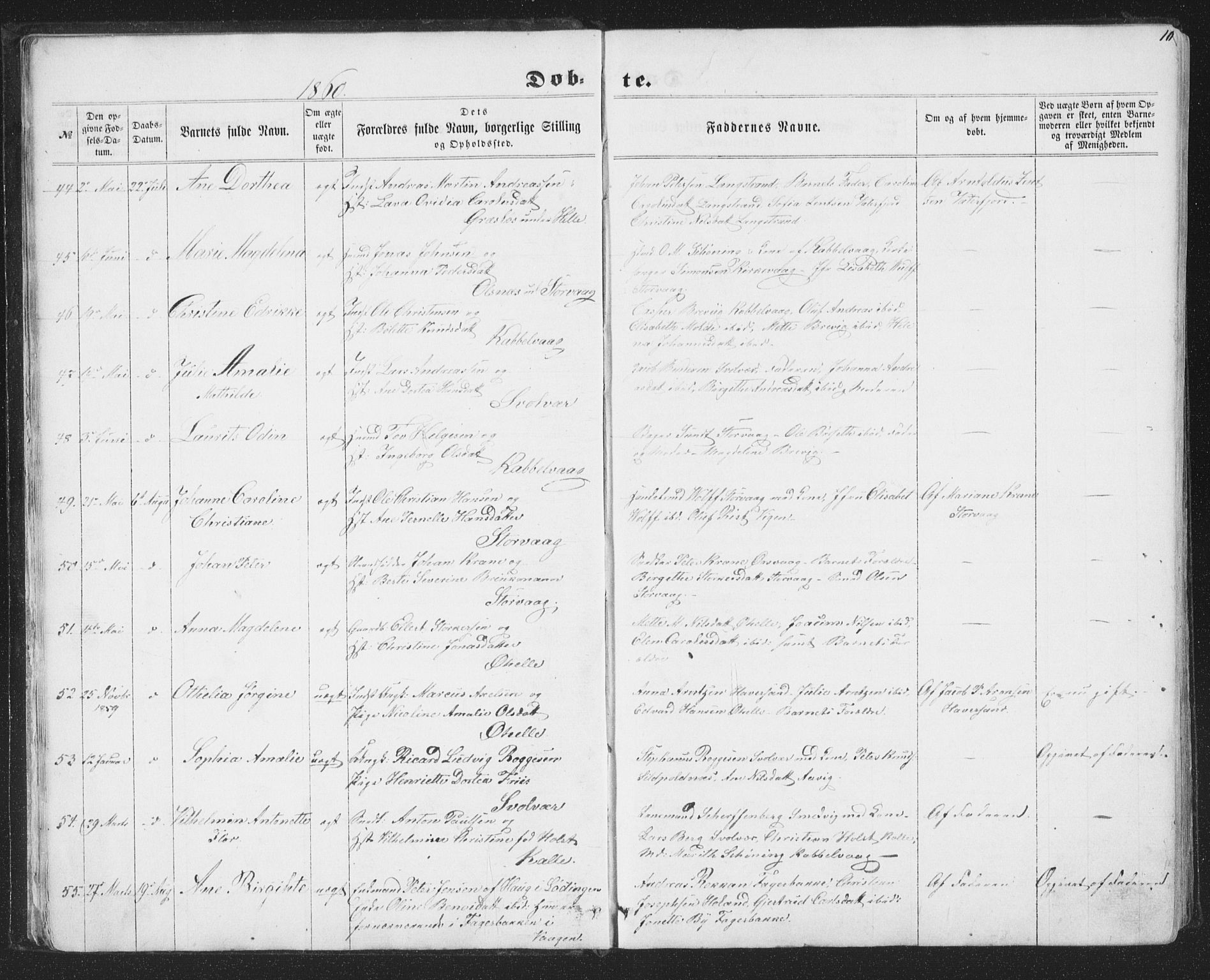 Ministerialprotokoller, klokkerbøker og fødselsregistre - Nordland, SAT/A-1459/874/L1073: Parish register (copy) no. 874C02, 1860-1870, p. 10