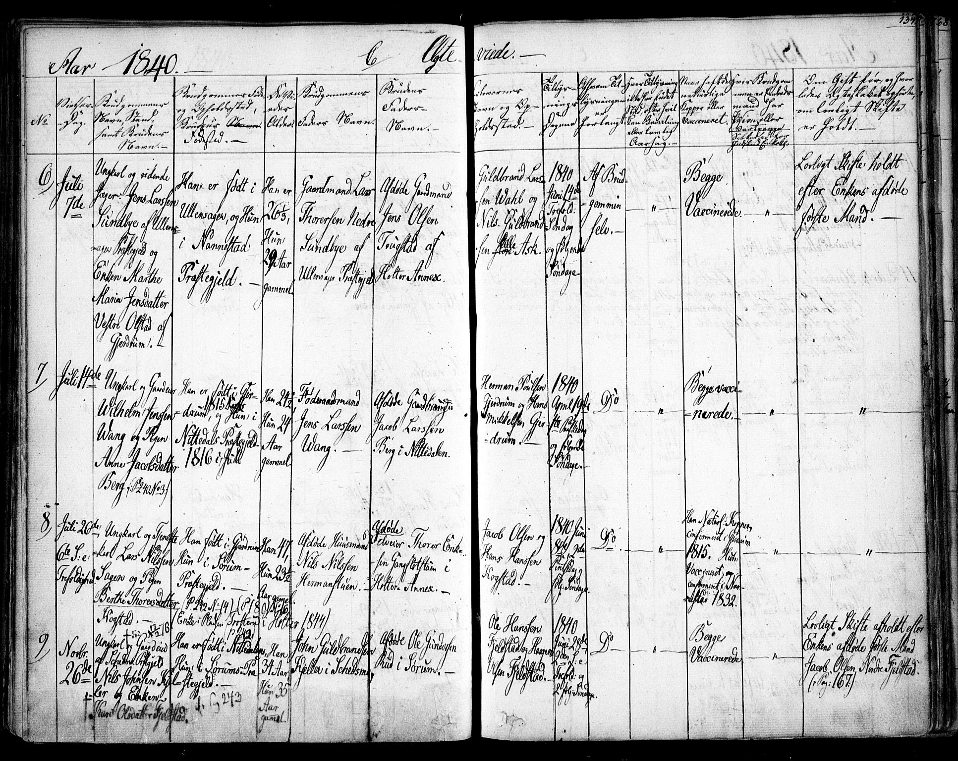 Gjerdrum prestekontor Kirkebøker, AV/SAO-A-10412b/F/Fa/L0005: Parish register (official) no. I 5, 1835-1845, p. 134