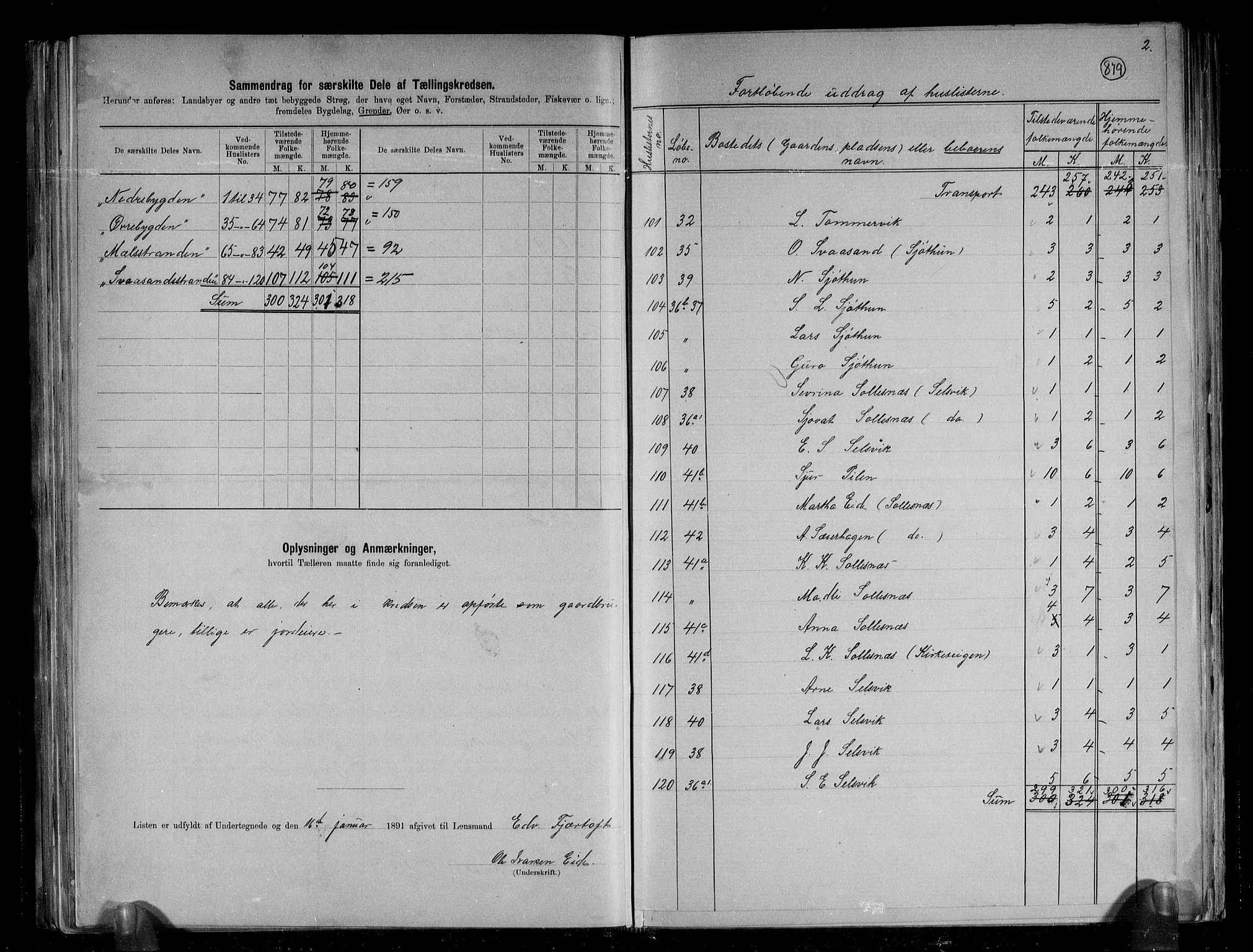 RA, 1891 census for 1227 Jondal, 1891, p. 6