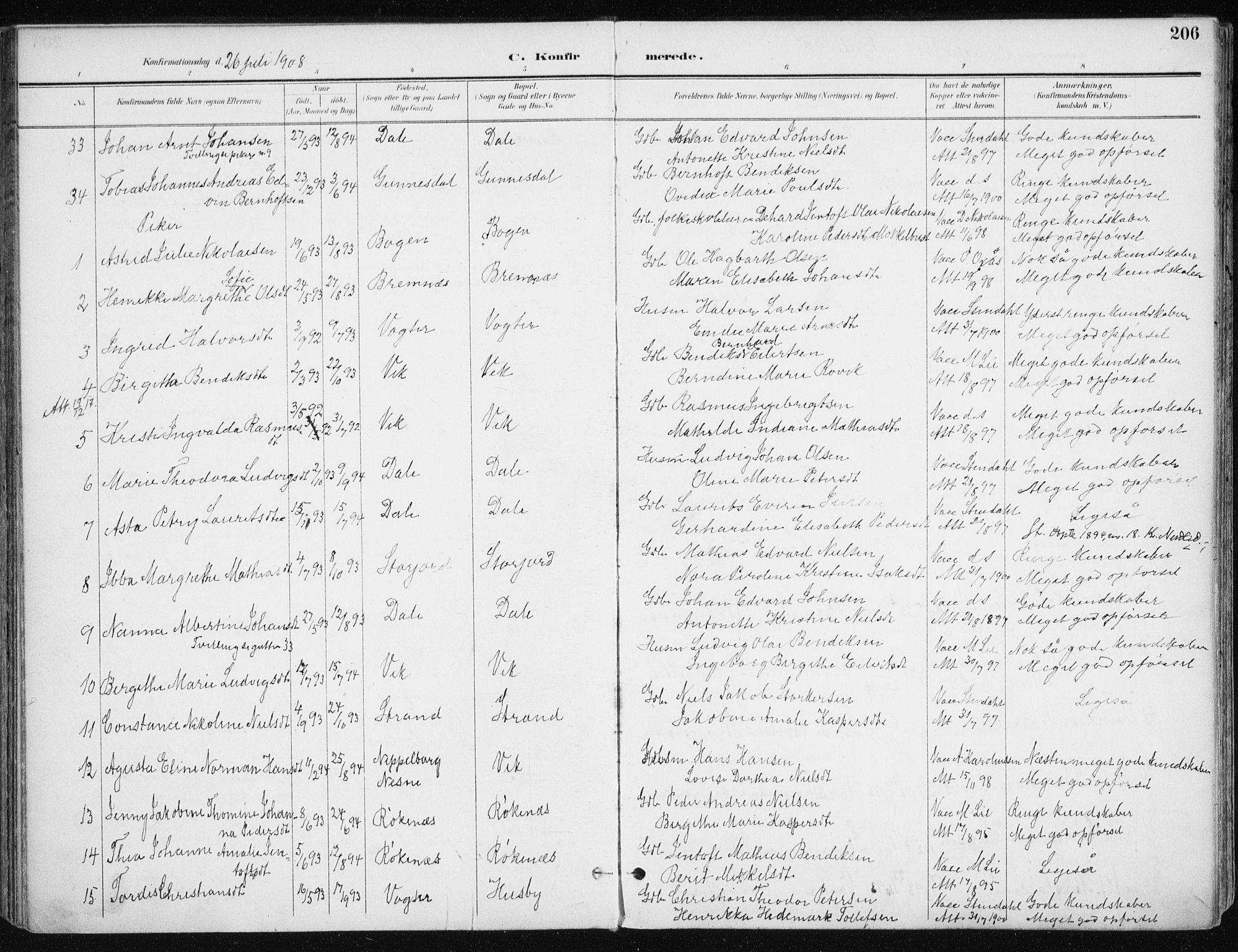Kvæfjord sokneprestkontor, SATØ/S-1323/G/Ga/Gaa/L0006kirke: Parish register (official) no. 6, 1895-1914, p. 206