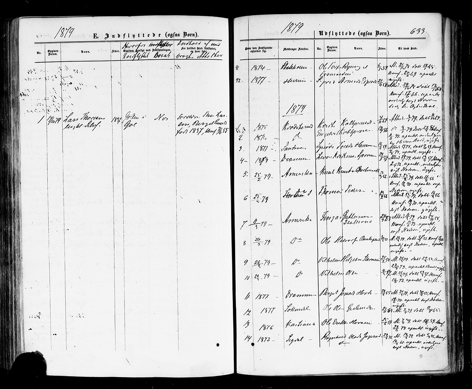 Nes kirkebøker, SAKO/A-236/F/Fa/L0010: Parish register (official) no. 10, 1864-1880, p. 633