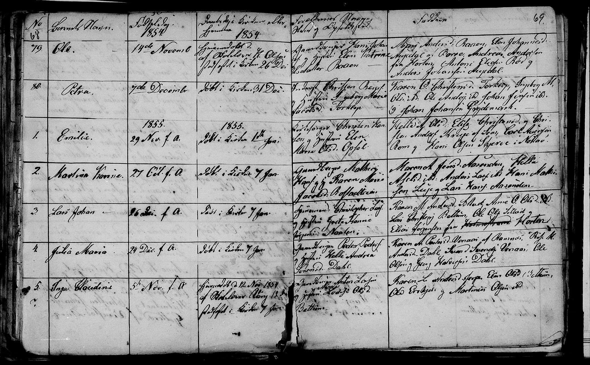 Våle kirkebøker, AV/SAKO-A-334/G/Ga/L0002: Parish register (copy) no. I 2, 1851-1863, p. 68-69