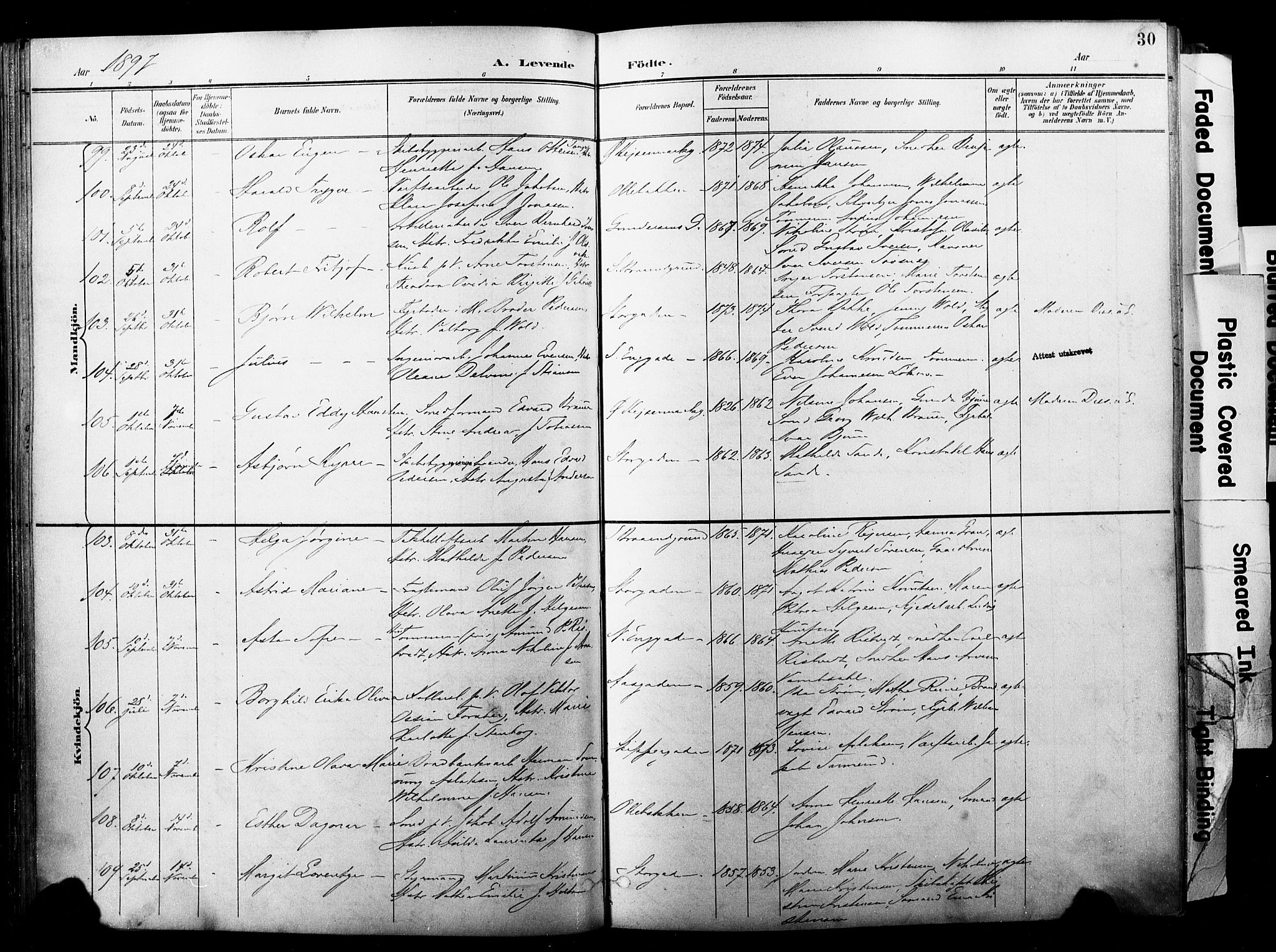 Horten kirkebøker, AV/SAKO-A-348/F/Fa/L0005: Parish register (official) no. 5, 1896-1904, p. 30