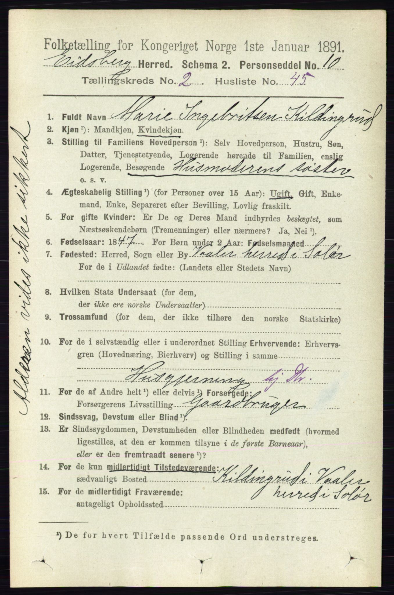 RA, 1891 census for 0125 Eidsberg, 1891, p. 1092